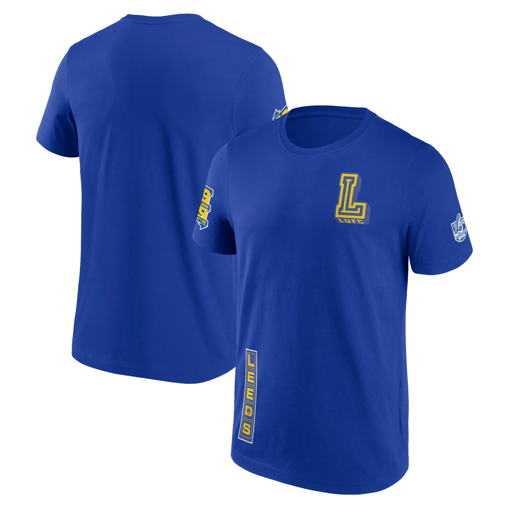 Leeds United Collegiate Graphic Overdyed T-Shirt - Royal - Unisex