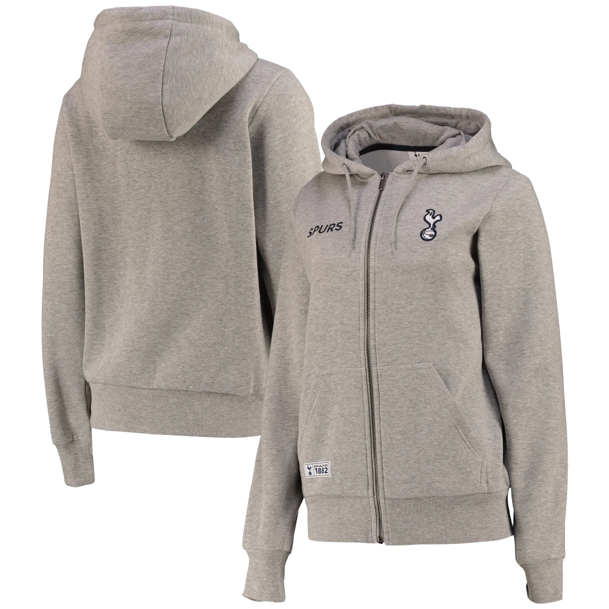 Tottenham Hotspur Zip Thru Hoodie - Grey Marl - Womens