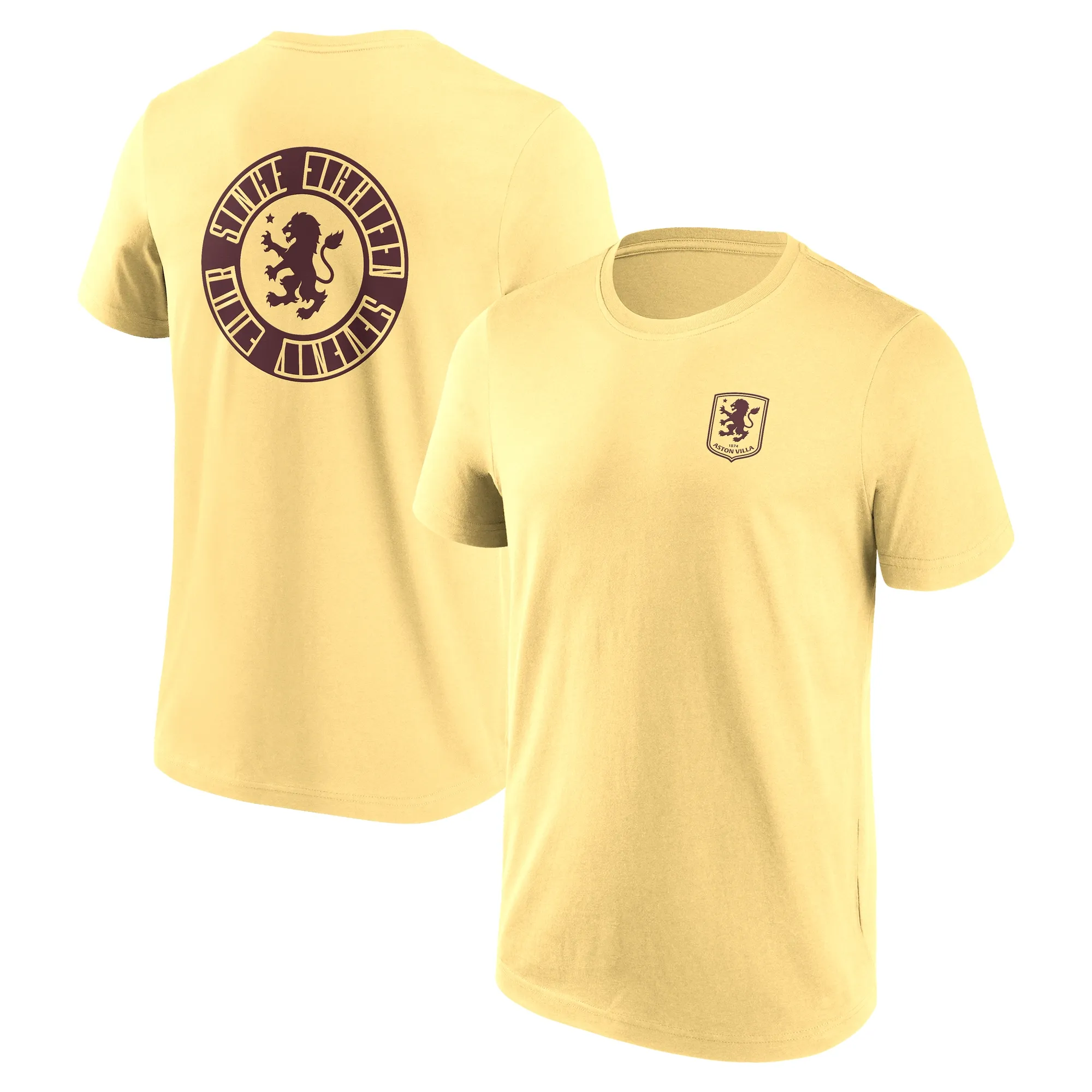 Aston Villa Revolve Graphic T-Shirt - Pale Banana - Mens