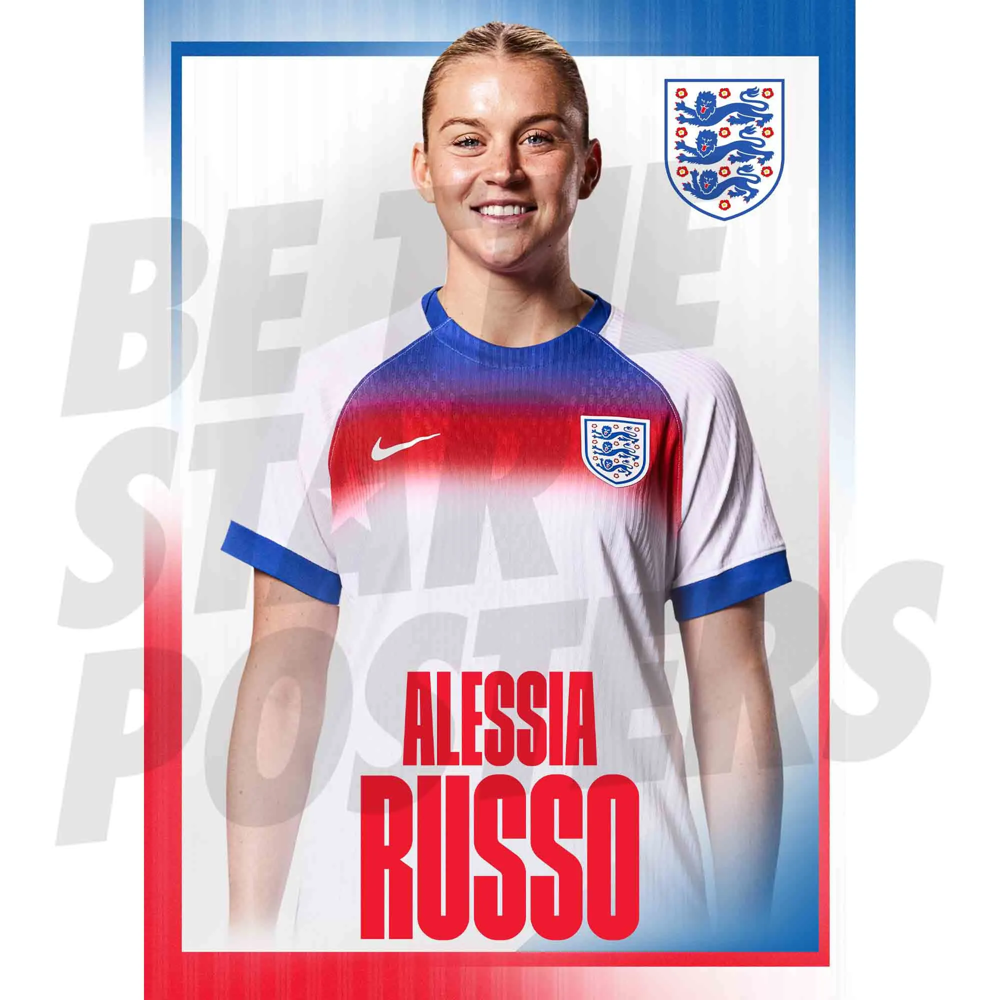 England Lionesses Alessia Russo 25/26 Home Headshot A3 Poster