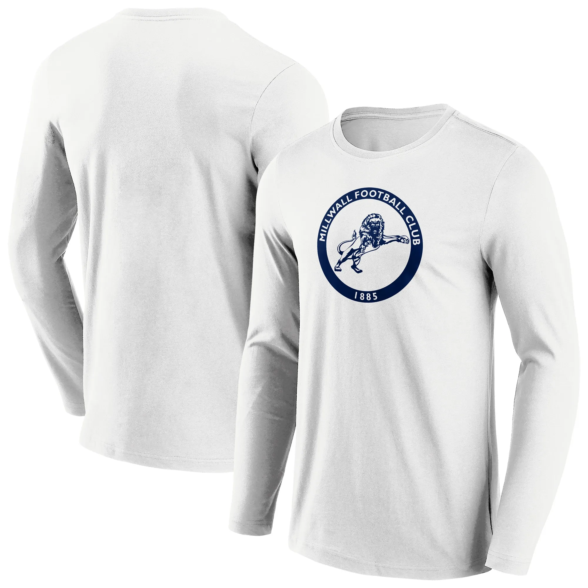 Millwall Mono Logo Graphic Long Sleeve T-Shirt - White - Mens