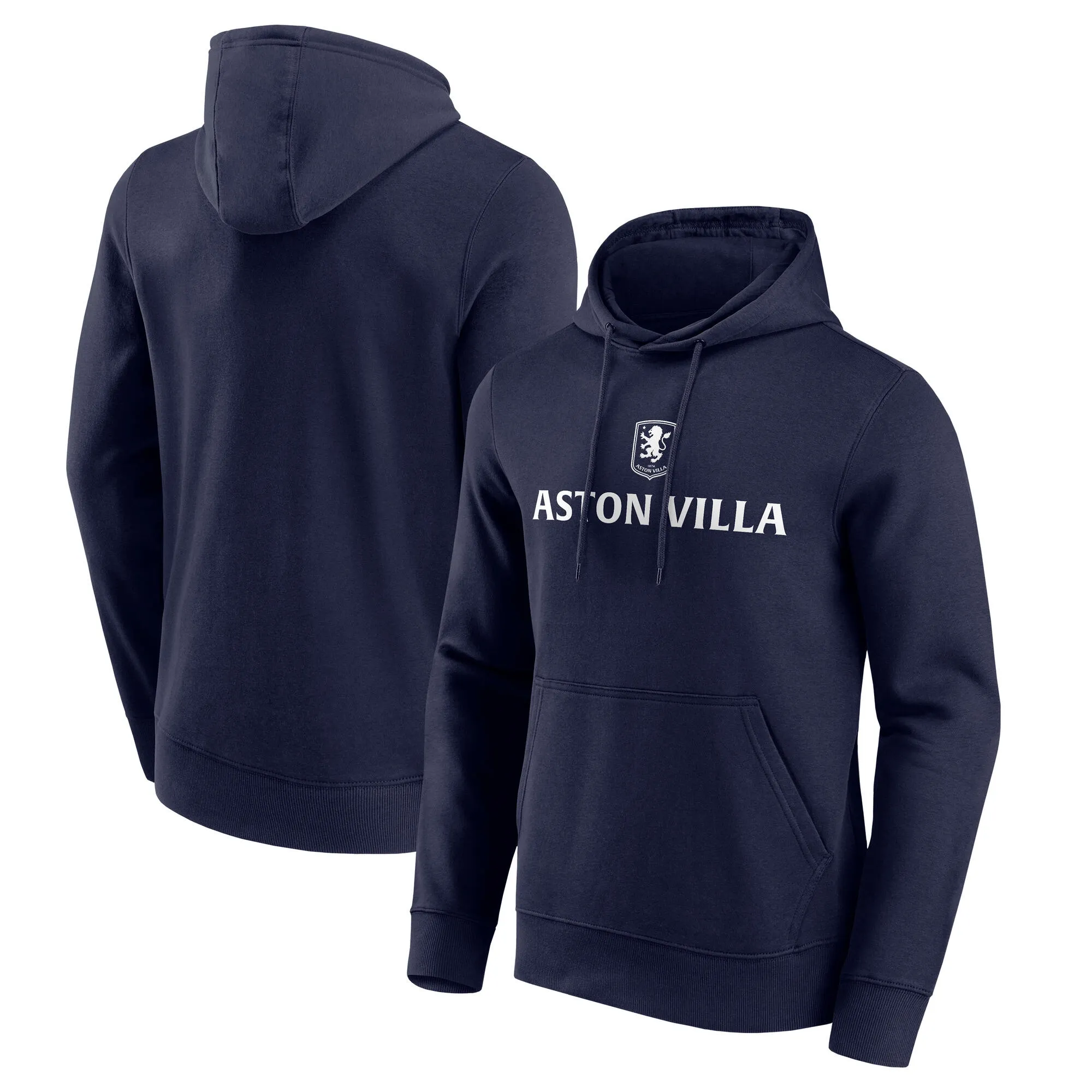 Aston Villa Essentials Wordmark Graphic Overhead Hoodie - Navy - Mens