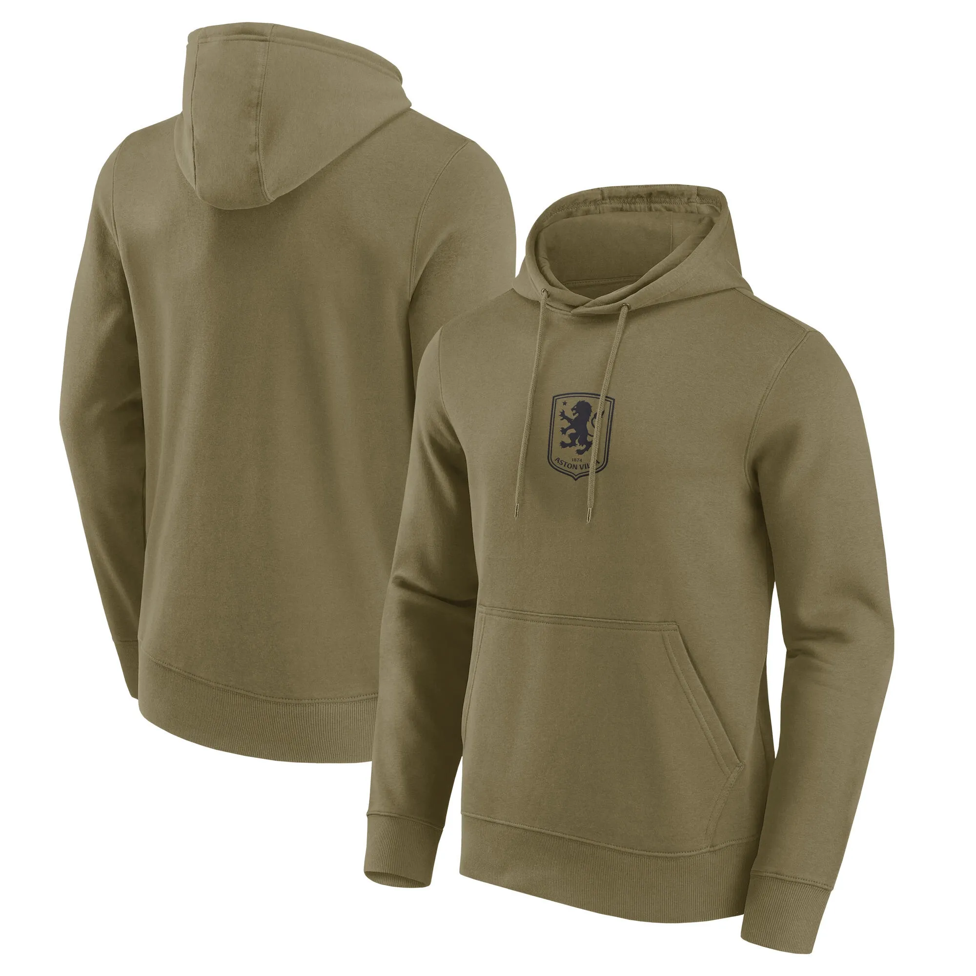 Aston Villa Mono Logo Graphic Hoodie - Khaki - Mens