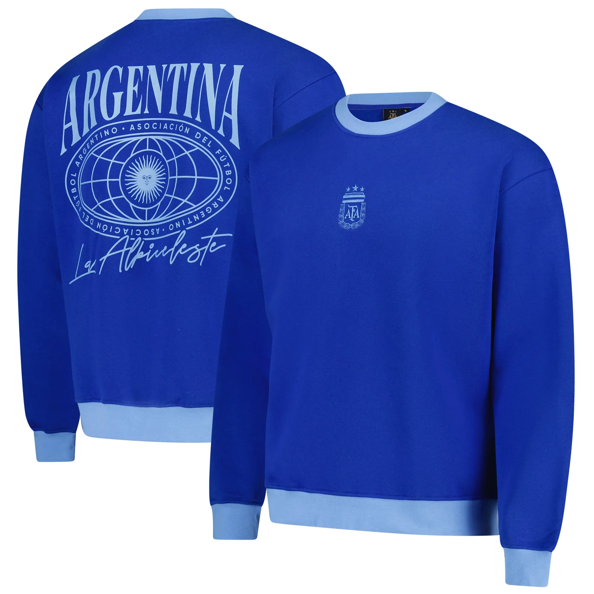 Argentina Relaxed Fit Crew Neck Sweater - Royal Blue - Mens