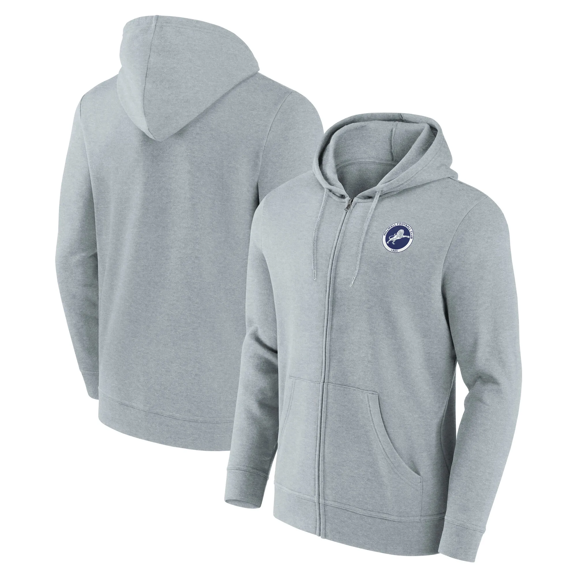 Millwall Logo Full Zip Hoodie - Sports Grey