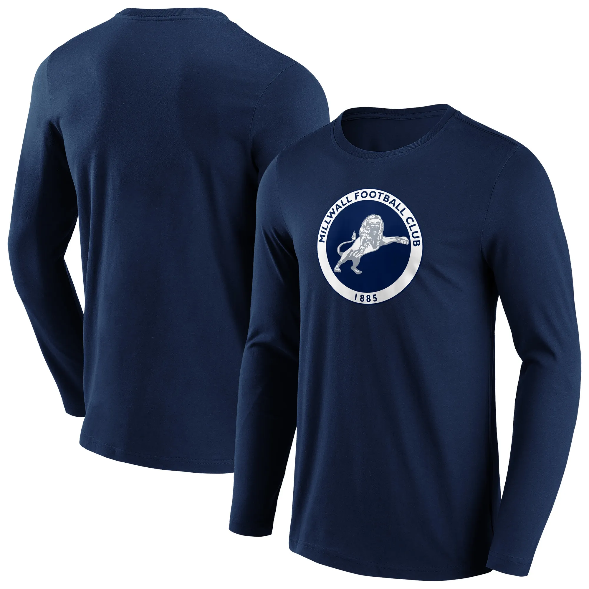 Millwall Primary Logo Graphic Long Sleeve T-Shirt - Navy - Mens