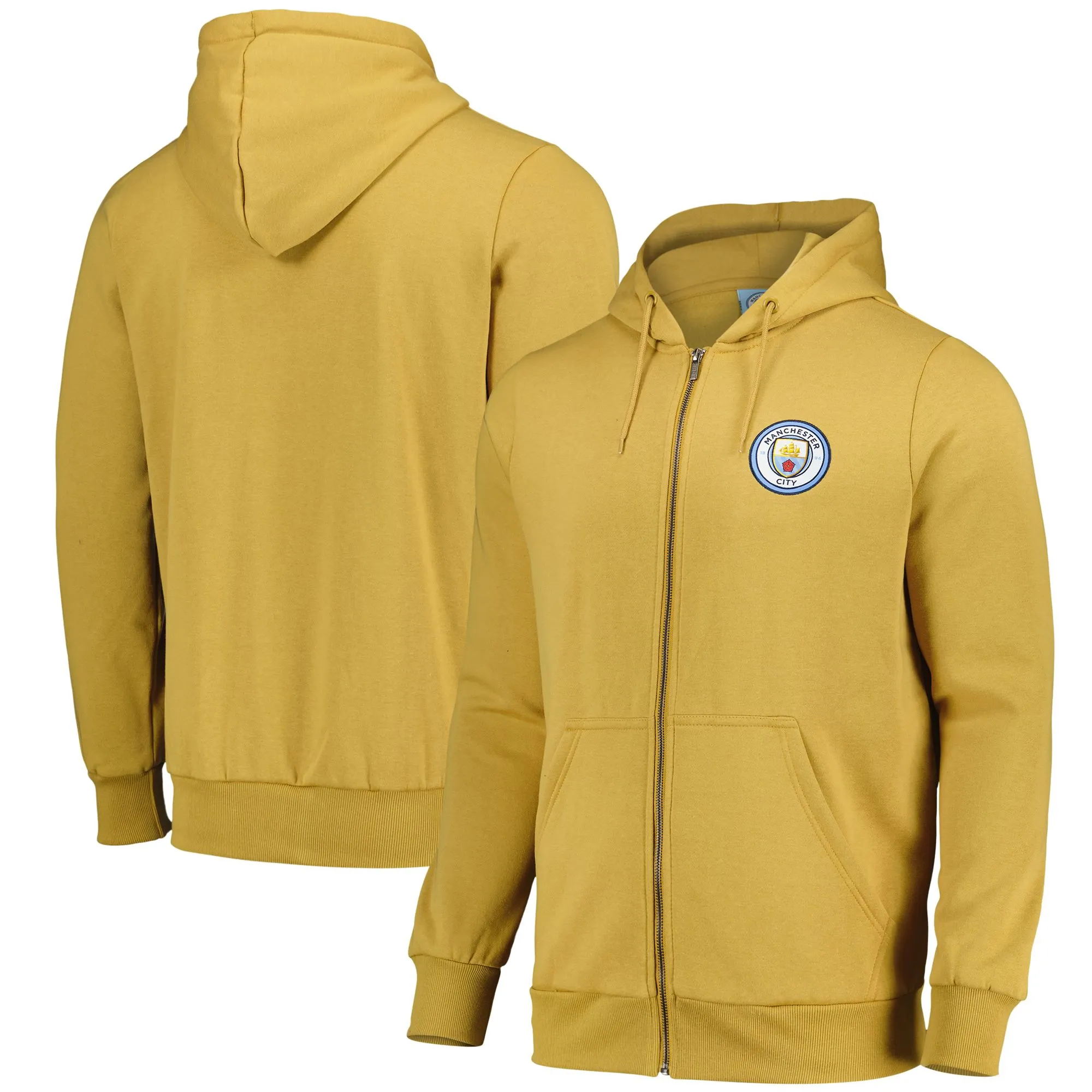 Manchester City Full Zip Hoodie - Mustard Gold - Mens