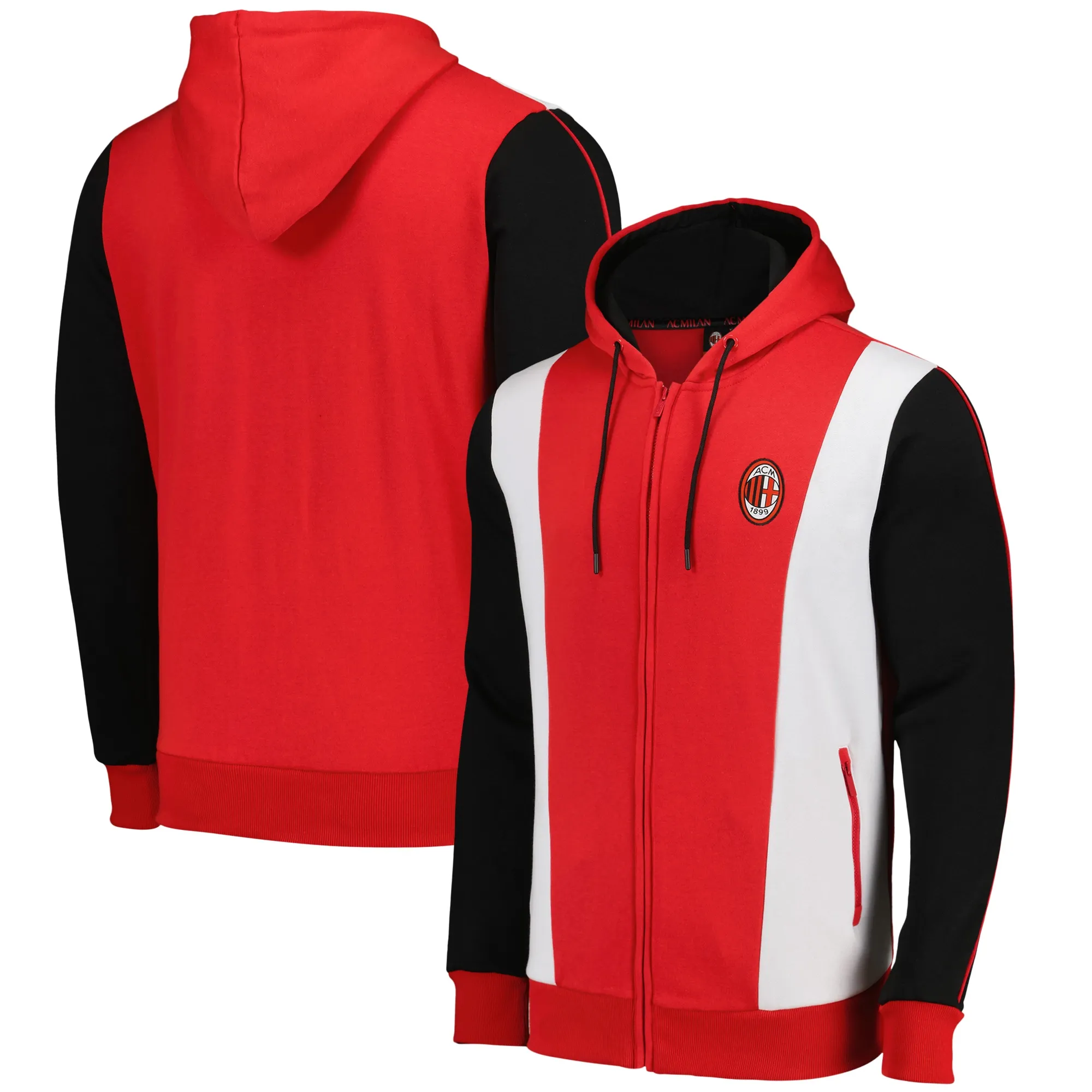 AC Milan 1998 Archive Full Zip Hoodie - Red/Black/White - Mens