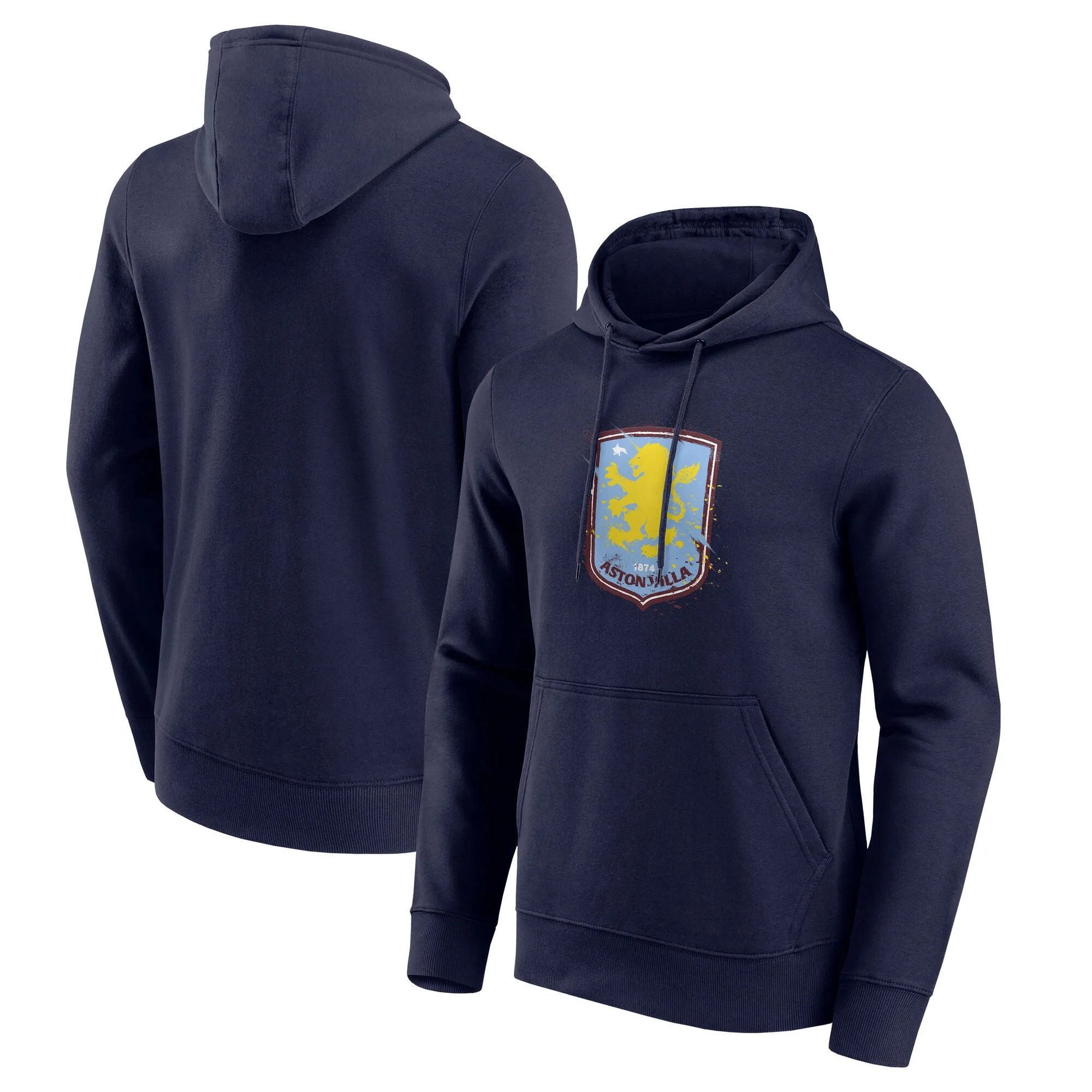 Aston Villa Splatter Graphic Hoodie - Navy - Mens