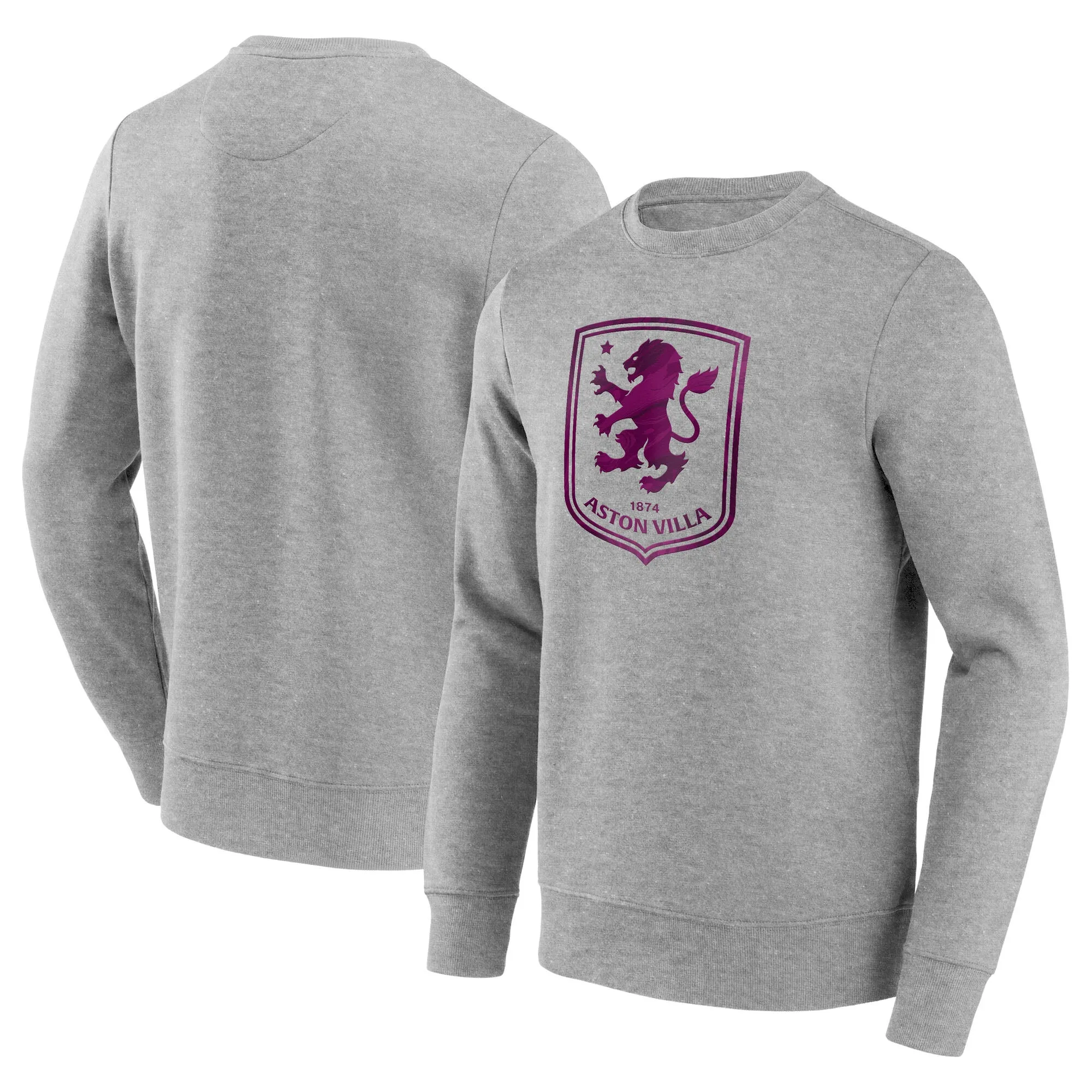 Aston Villa Marble Graphic Crew Sweatshirt - Sports Grey - Mens