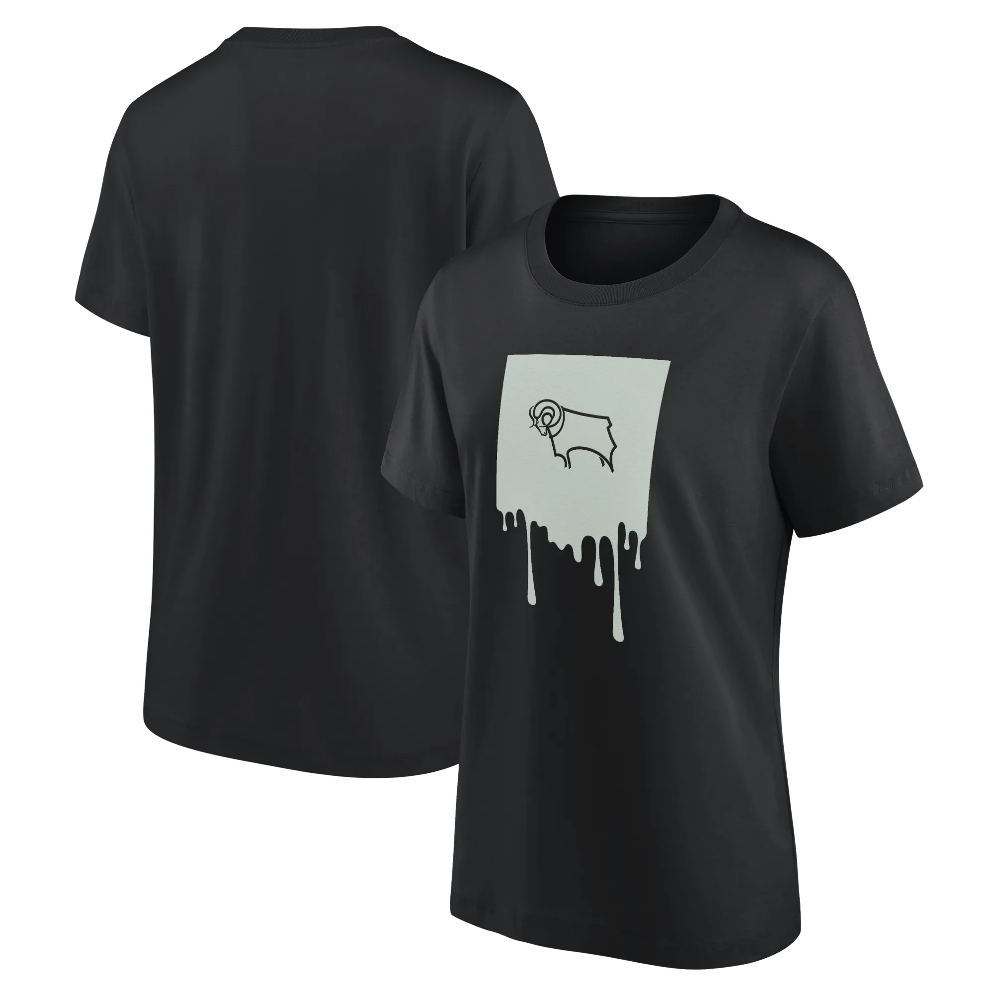 Derby County Liquify Graphic T-Shirt - Black - Womens