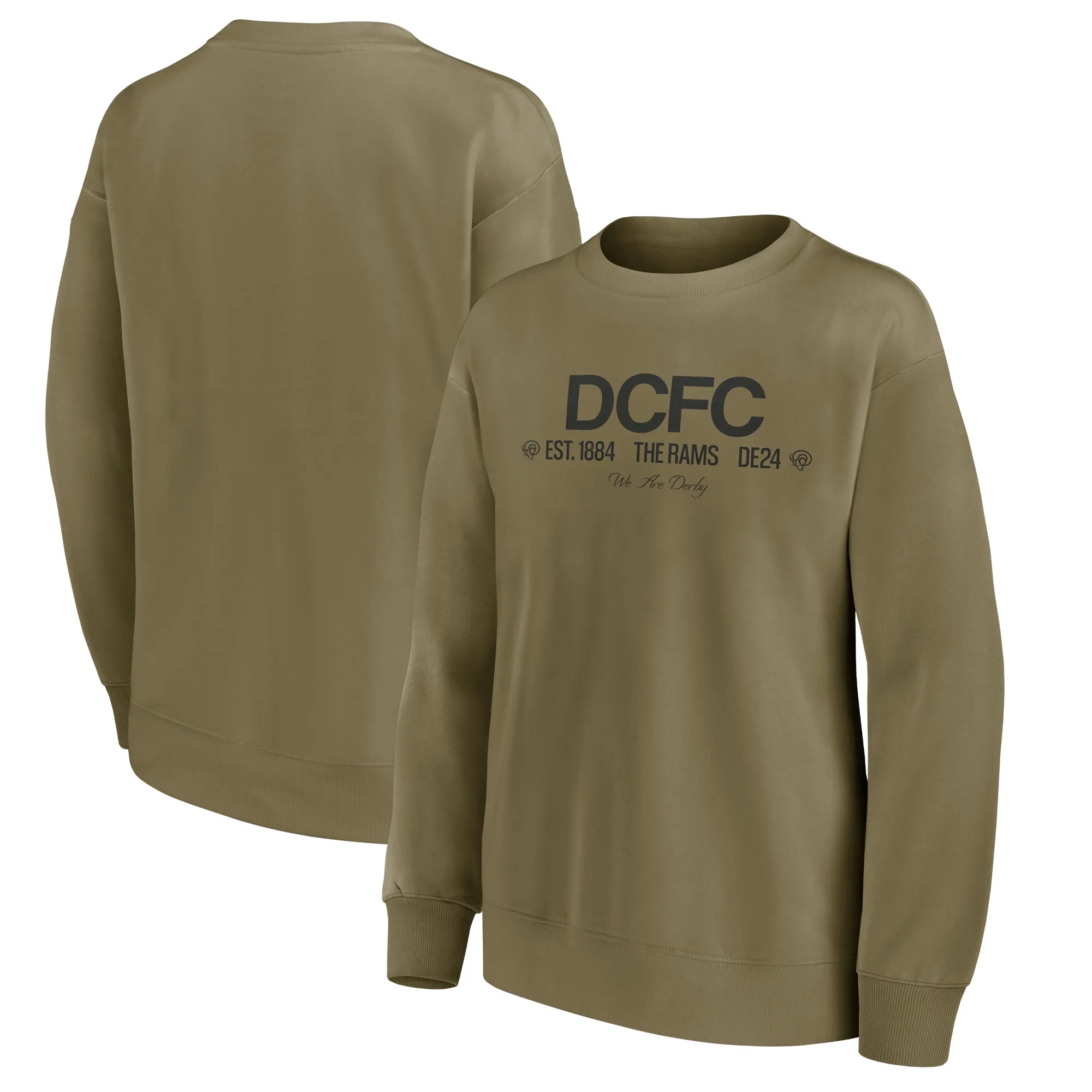 Derby County End Credits Graphic Oversized Sweatshirt - Khaki - Womens