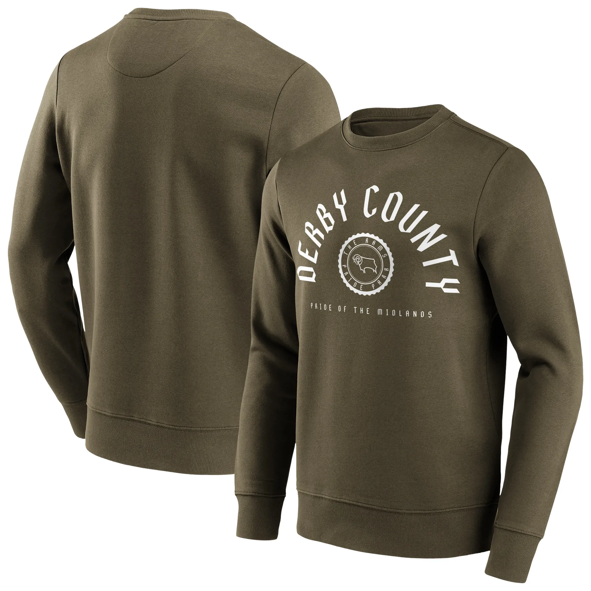 Derby County College Stamp Crew Sweatshirt - Khaki - Mens