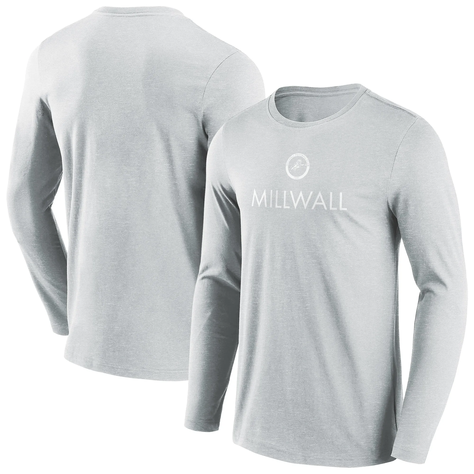 Millwall Wordmark Graphic Long Sleeve T-Shirt - Sports Grey - Mens