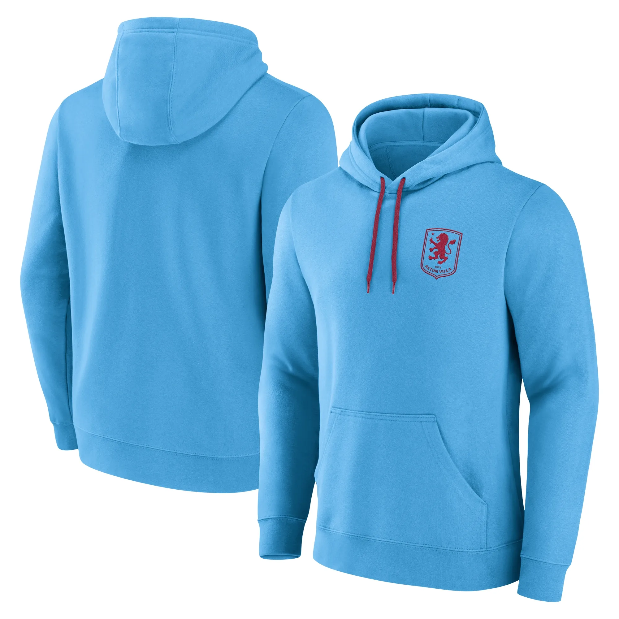 Aston Villa Essentials Small Crest Vintage Logo Overhead Hoodie - Blue - Mens