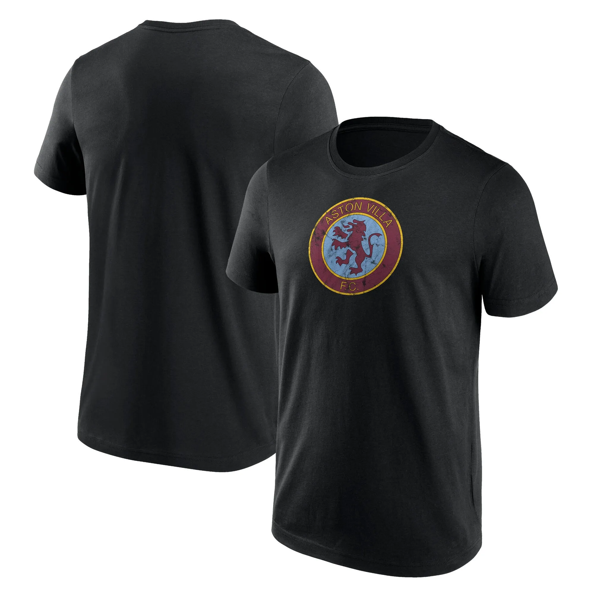 Aston Villa Distressed Retro Logo Graphic T-Shirt - Black - Mens
