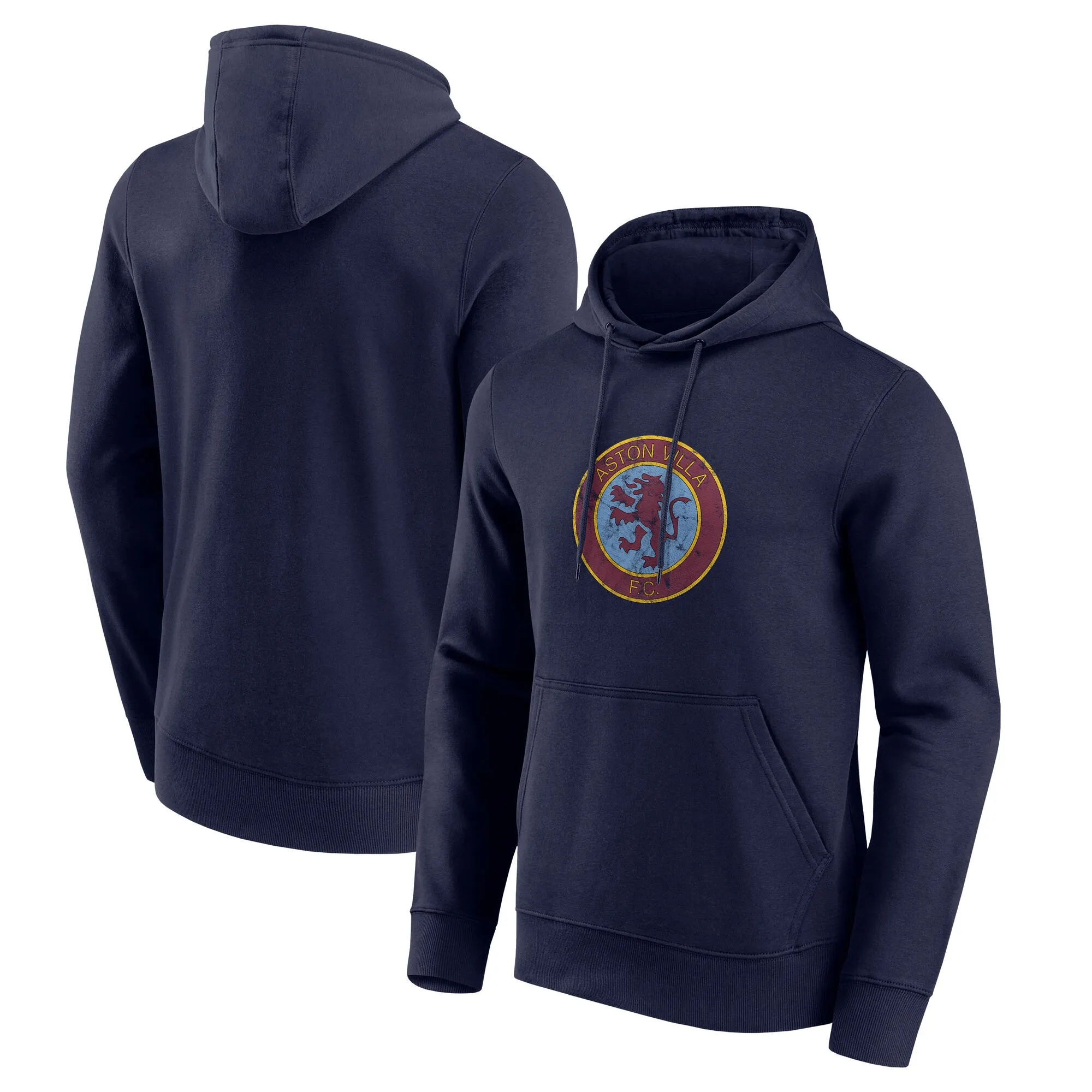 Aston Villa Distressed Retro Logo Graphic Hoodie - Navy - Mens