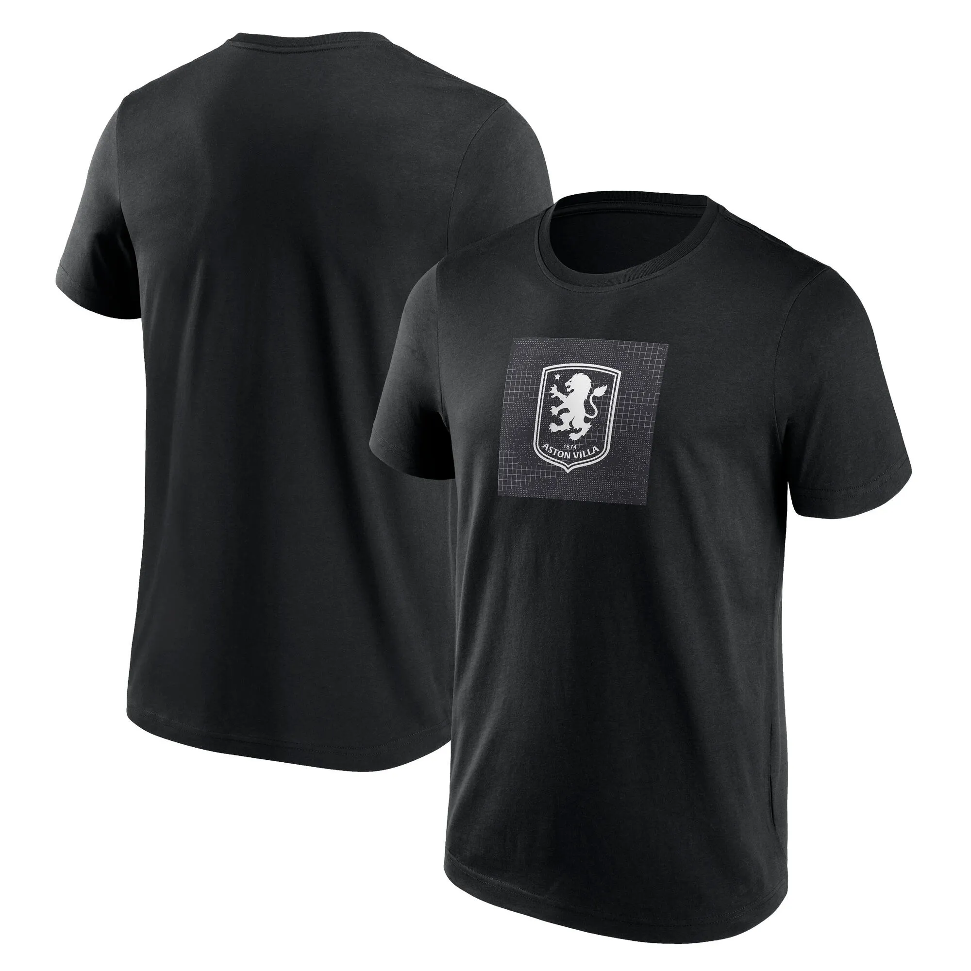 Aston Villa Tech Fill Logo Short Sleeve Graphic T-Shirt - Black - Mens