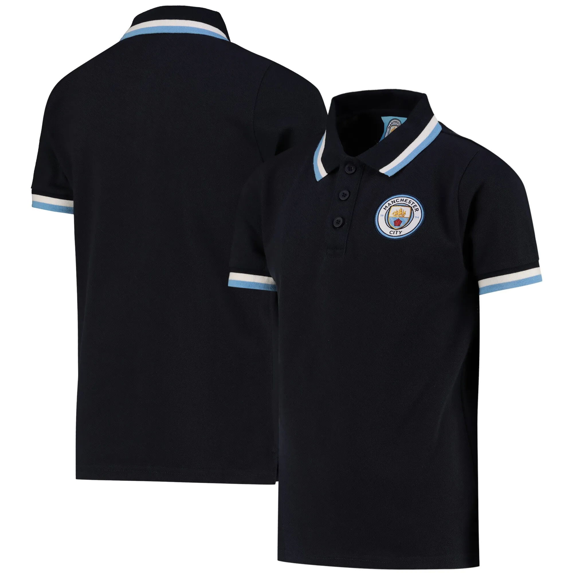 Manchester City Tipped Polo Shirt - Navy - Kids