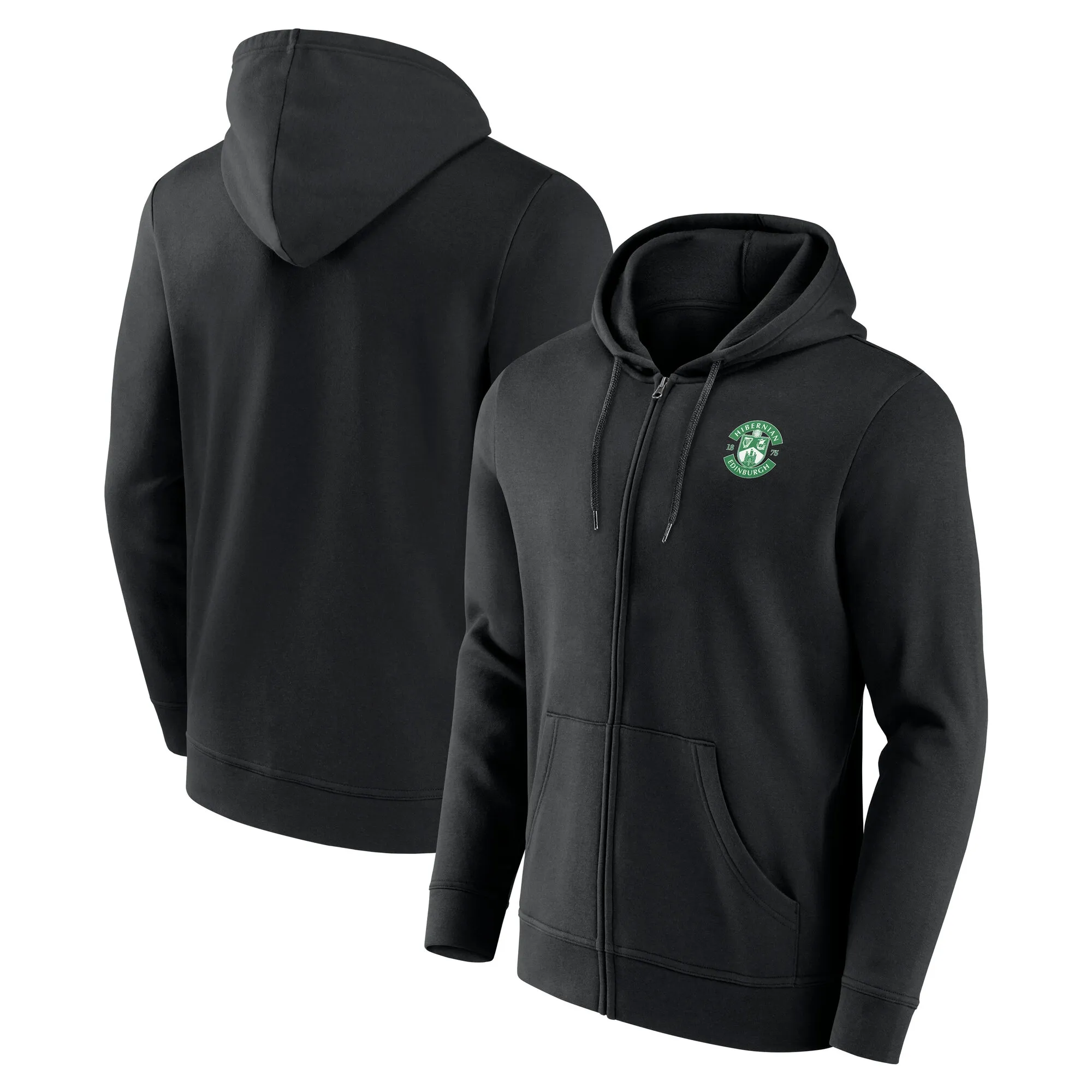 Hibernian Logo Full Zip Hoodie - Black - Mens