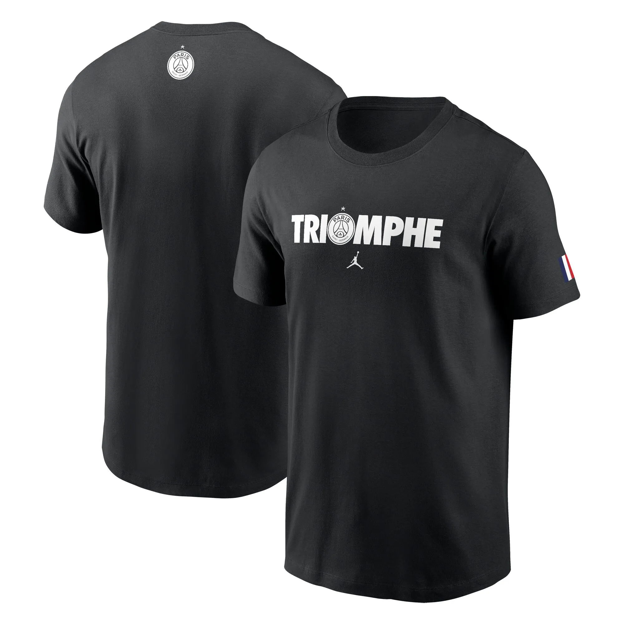 PSG Jordan Champions of Europe TRIOMPHE Graphic T-Shirt - Black