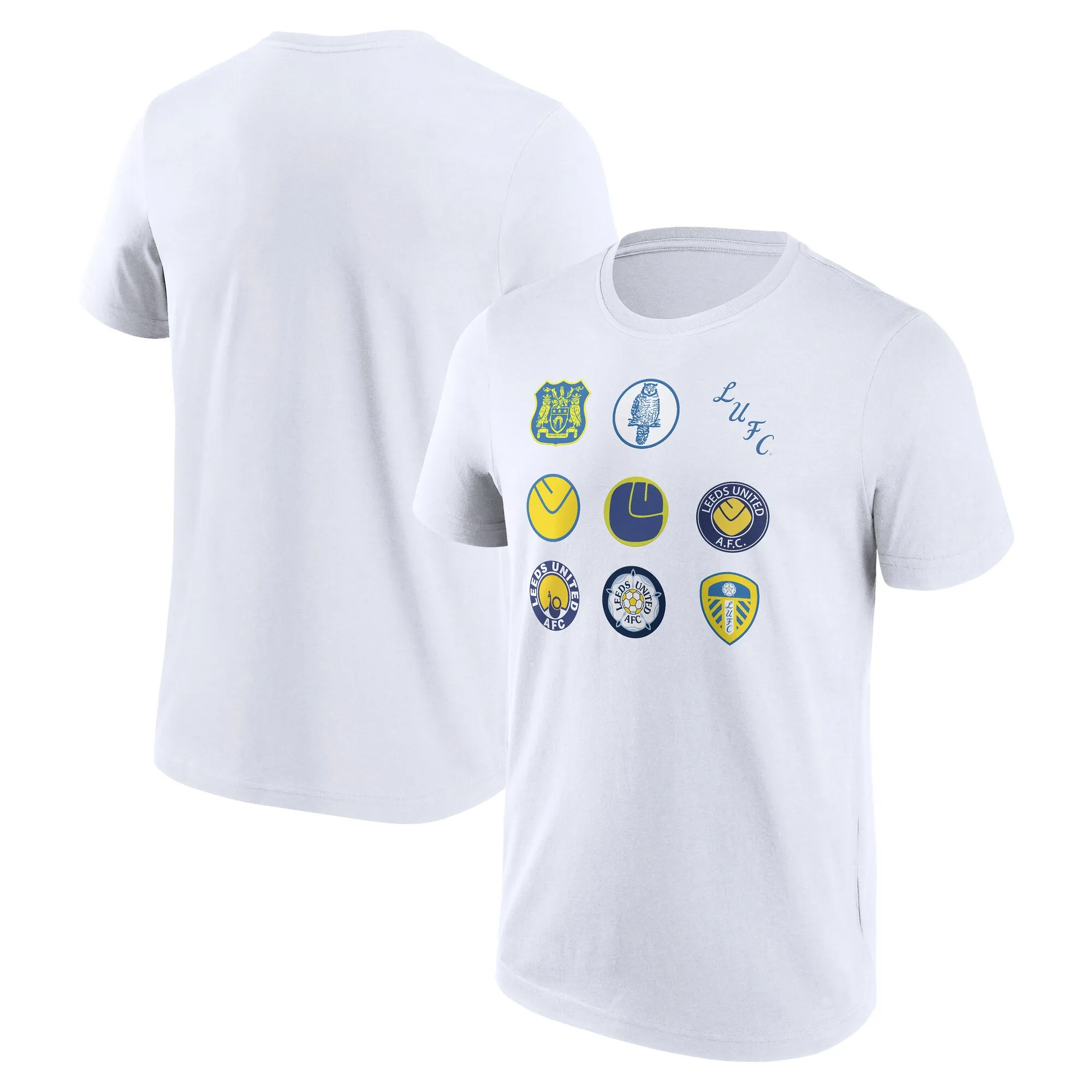 Leeds United History Of Crests Graphic T-Shirt - White - Mens