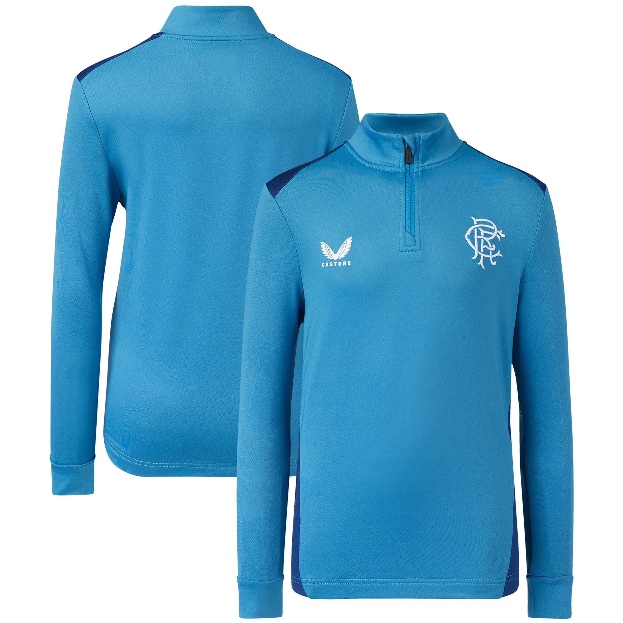 Glasgow Rangers Players Training 1/4 Zip Midlayer - Blue - Kids