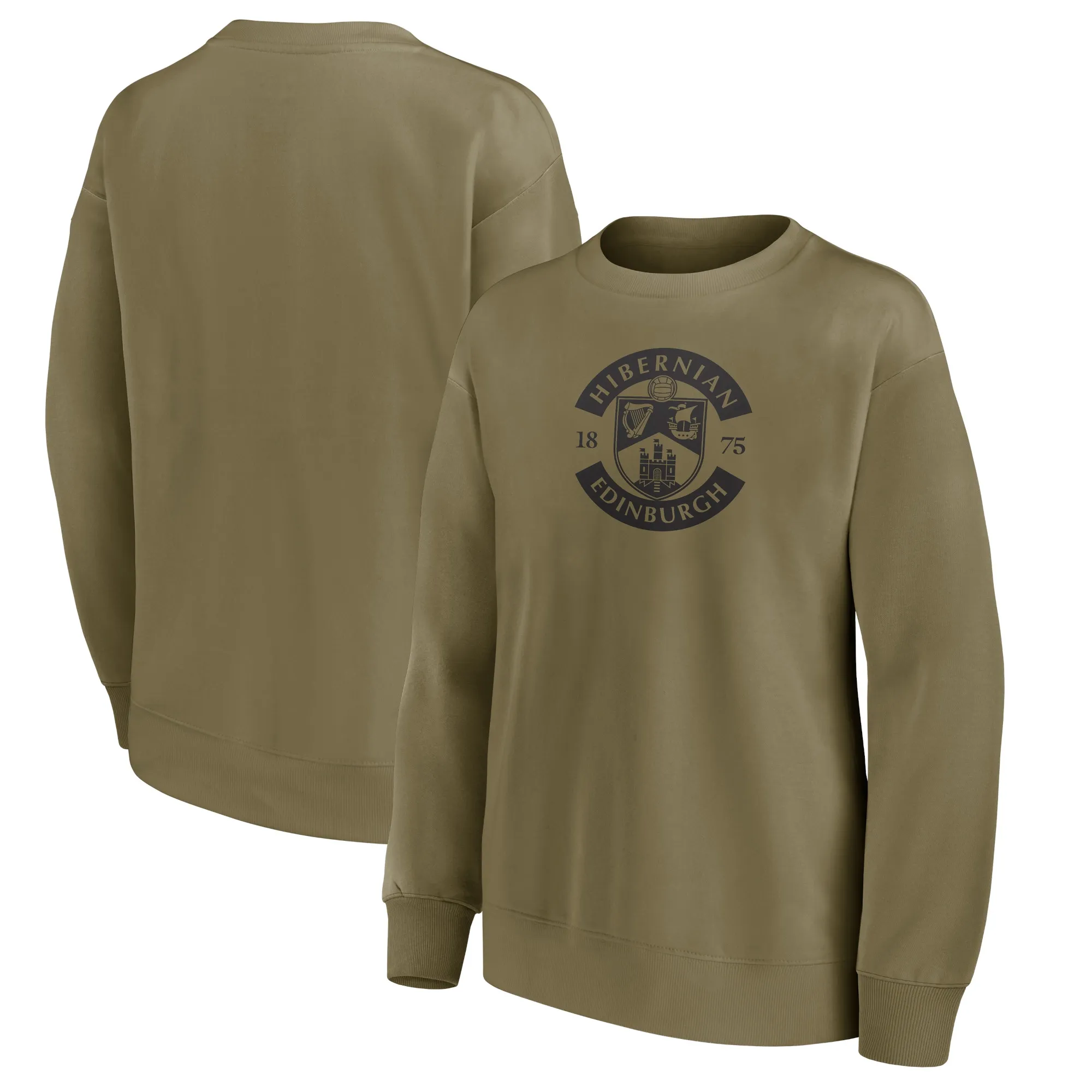 Hibernian Mono Logo Graphic Oversized Crew Sweatshirt - Khaki - Womens