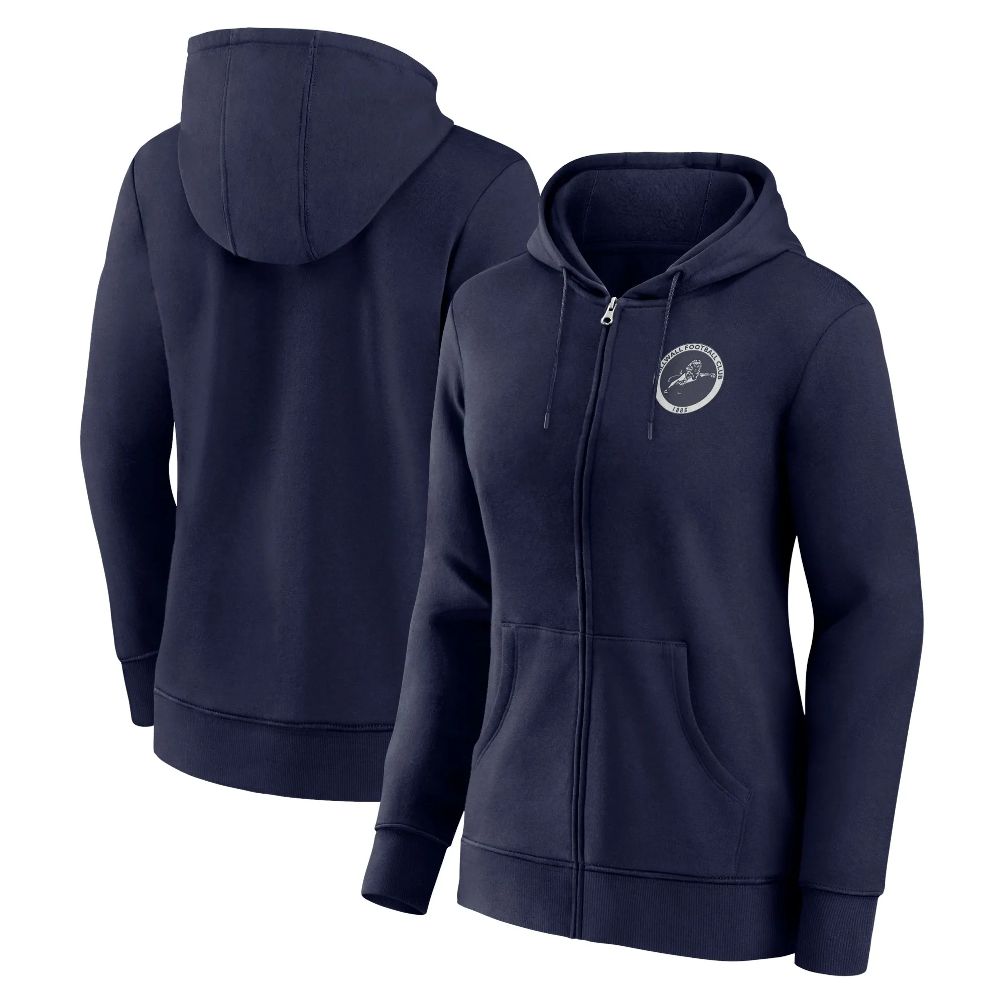 Millwall Essentials Small Crest Full Zip Hoodie - Navy - Womens