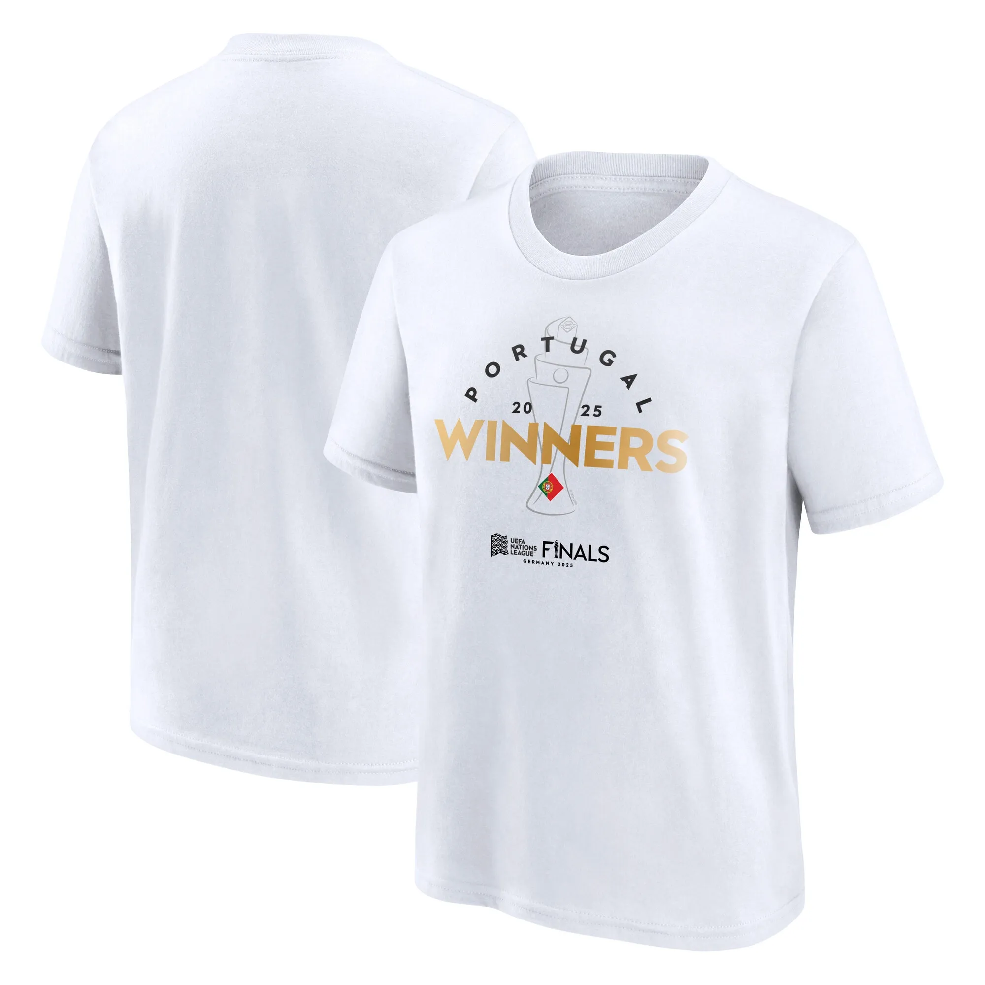 UEFA 2025 Nations League Champions Portugal Graphic T-Shirt - White - Kids