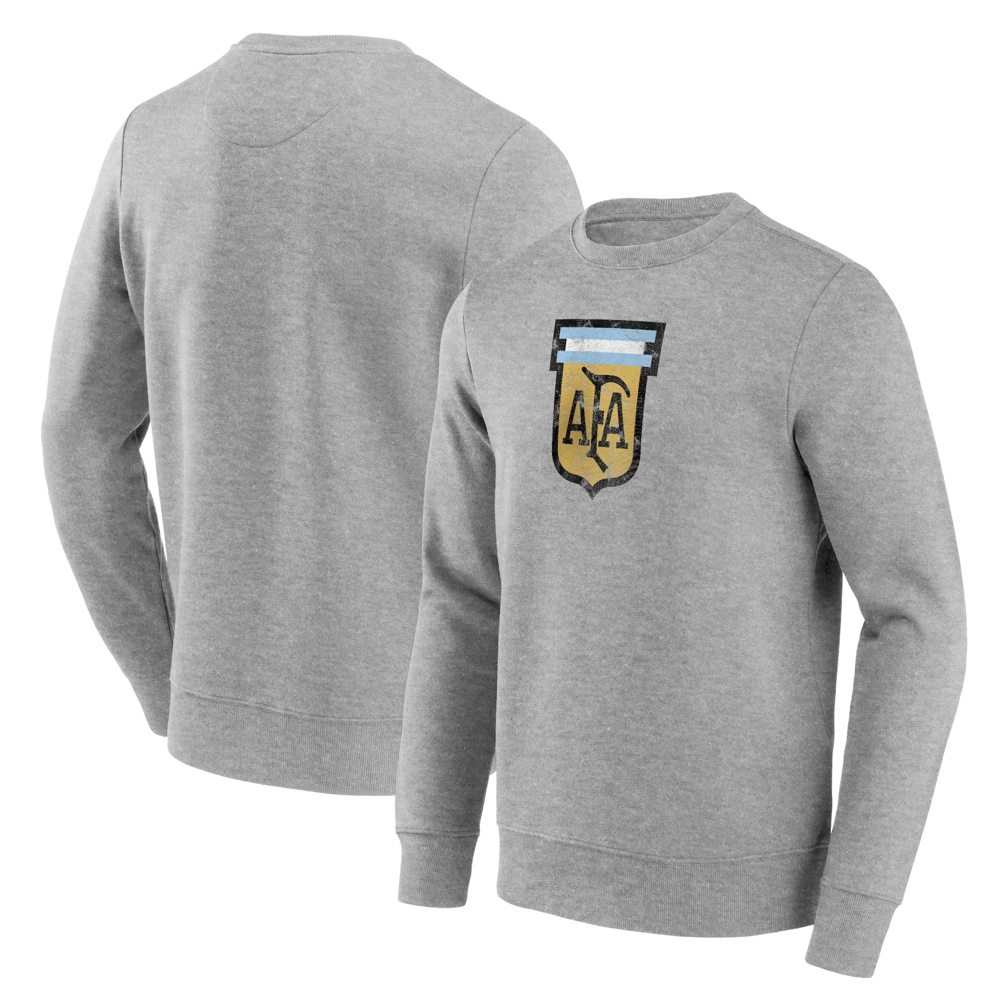 Argentina Distressed Retro Logo Graphic Crew Sweatshirt - Sports Grey - Mens