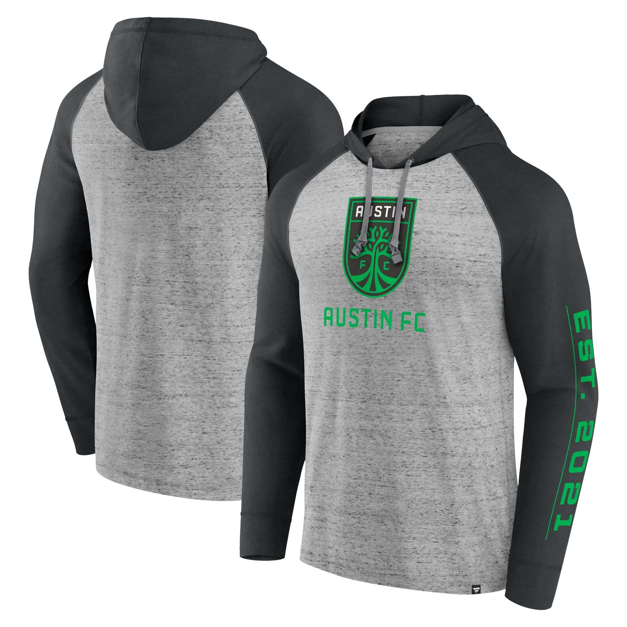 Men's Fanatics Steel Austin FC Deflection Raglan Pullover Hoodie
