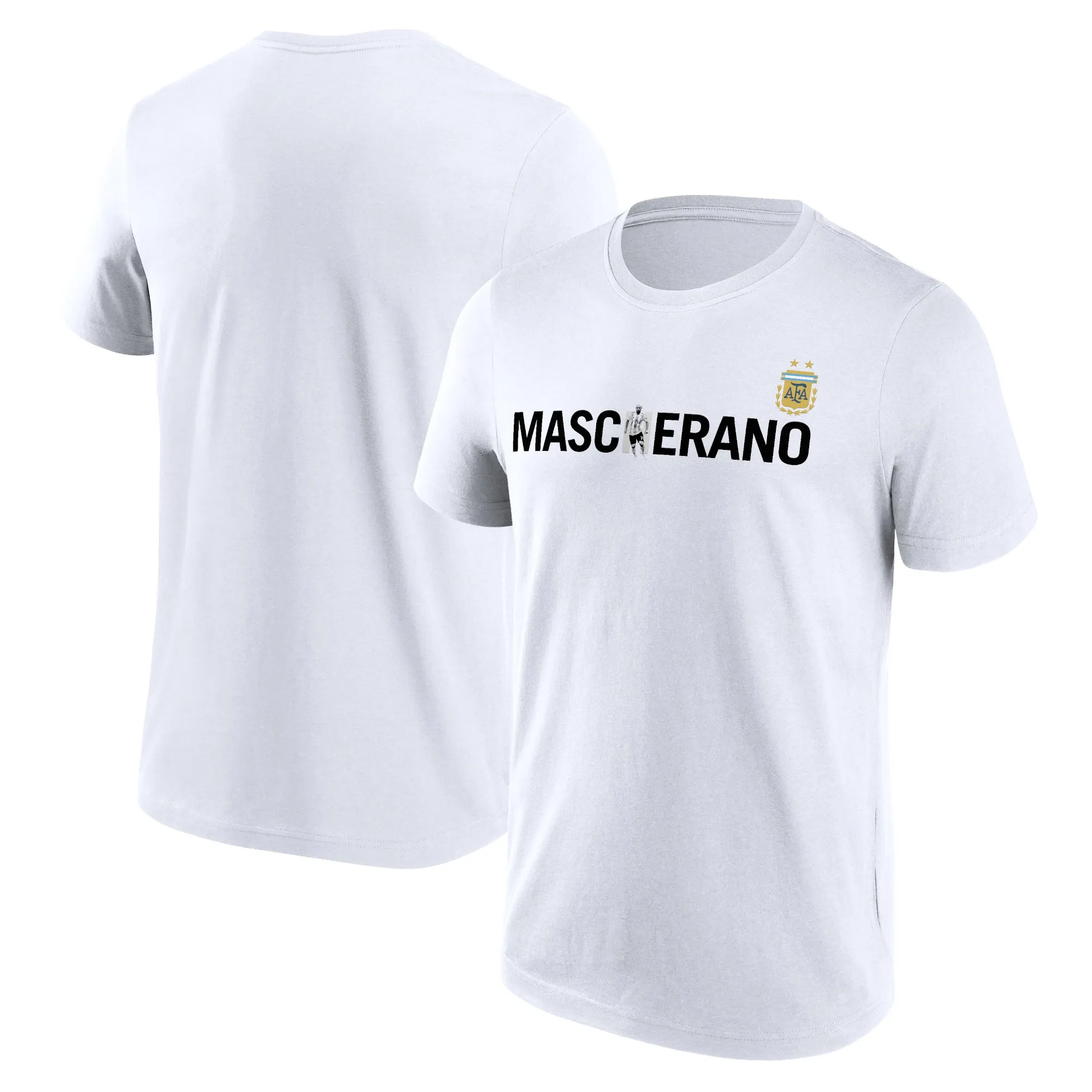 Argentina Mascherano Name and Number Graphic T-Shirt - White - Mens