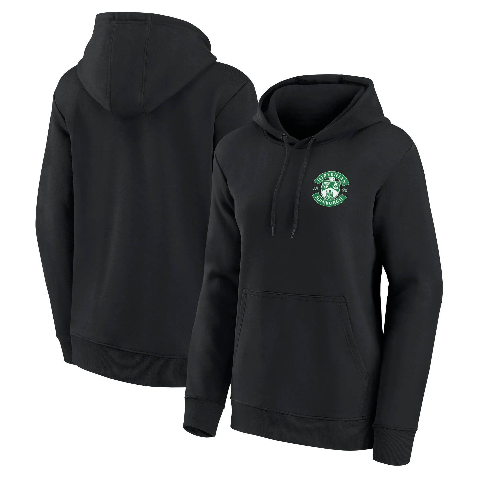 Hibernian Small Crest Hoodie - Black - Womens