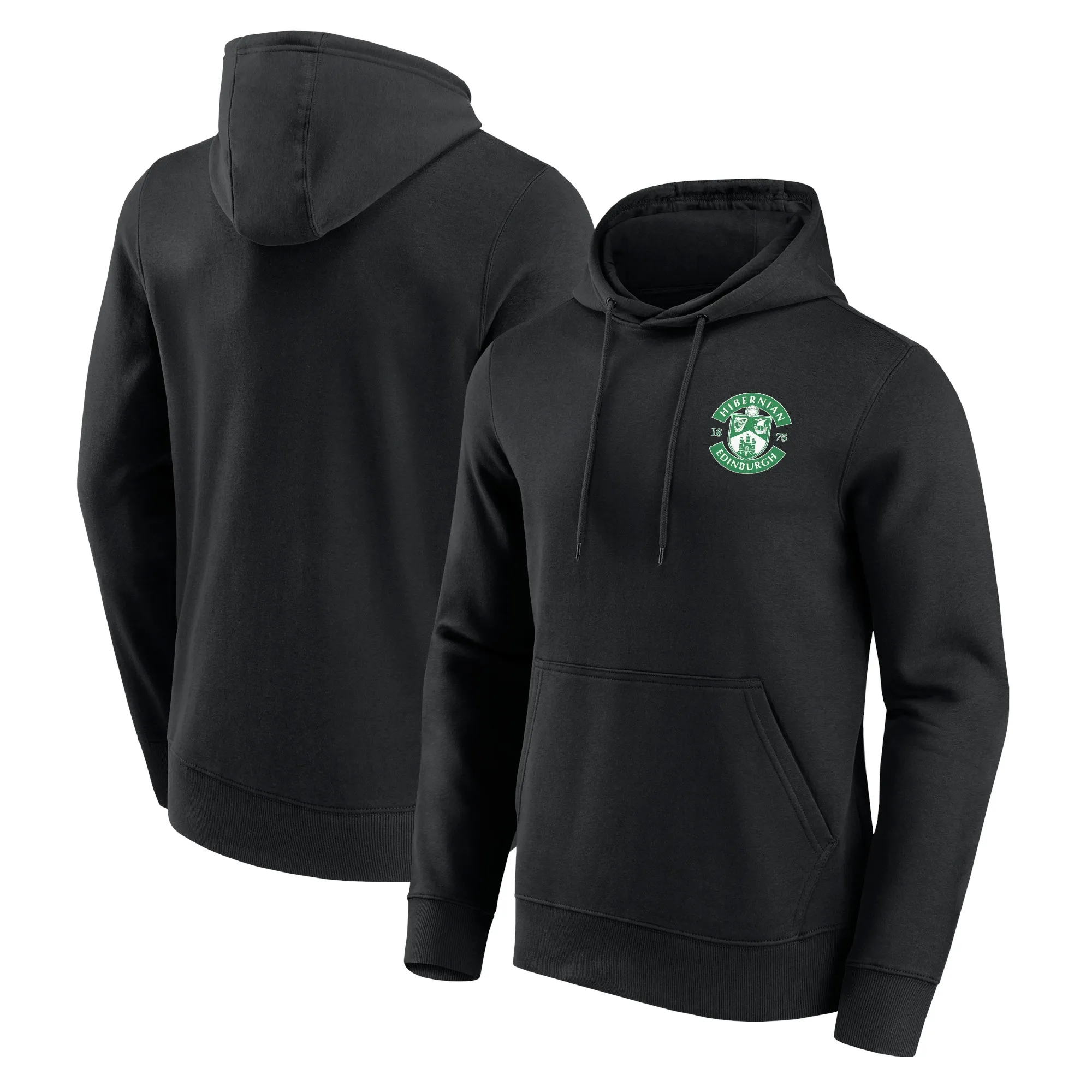 Hibernian Small Crest Hoodie - Black - Mens