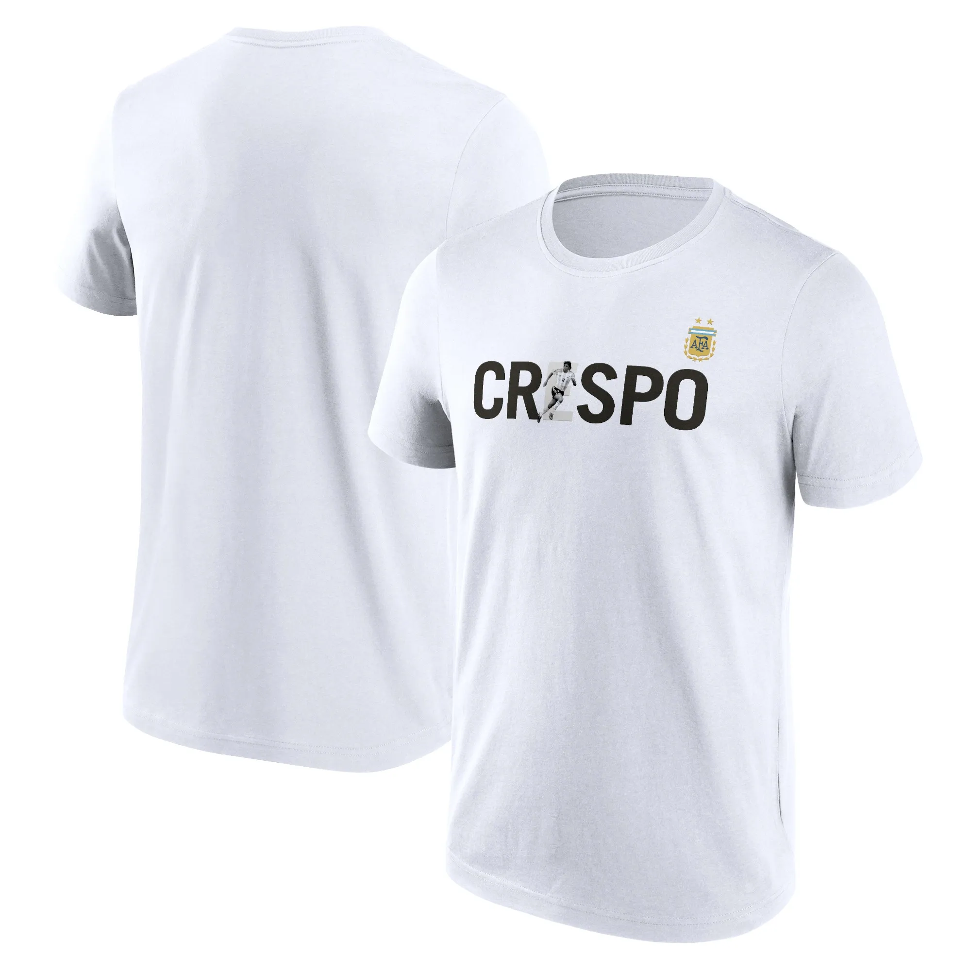 Argentina Crespo Name and Number Graphic T-Shirt - White - Mens