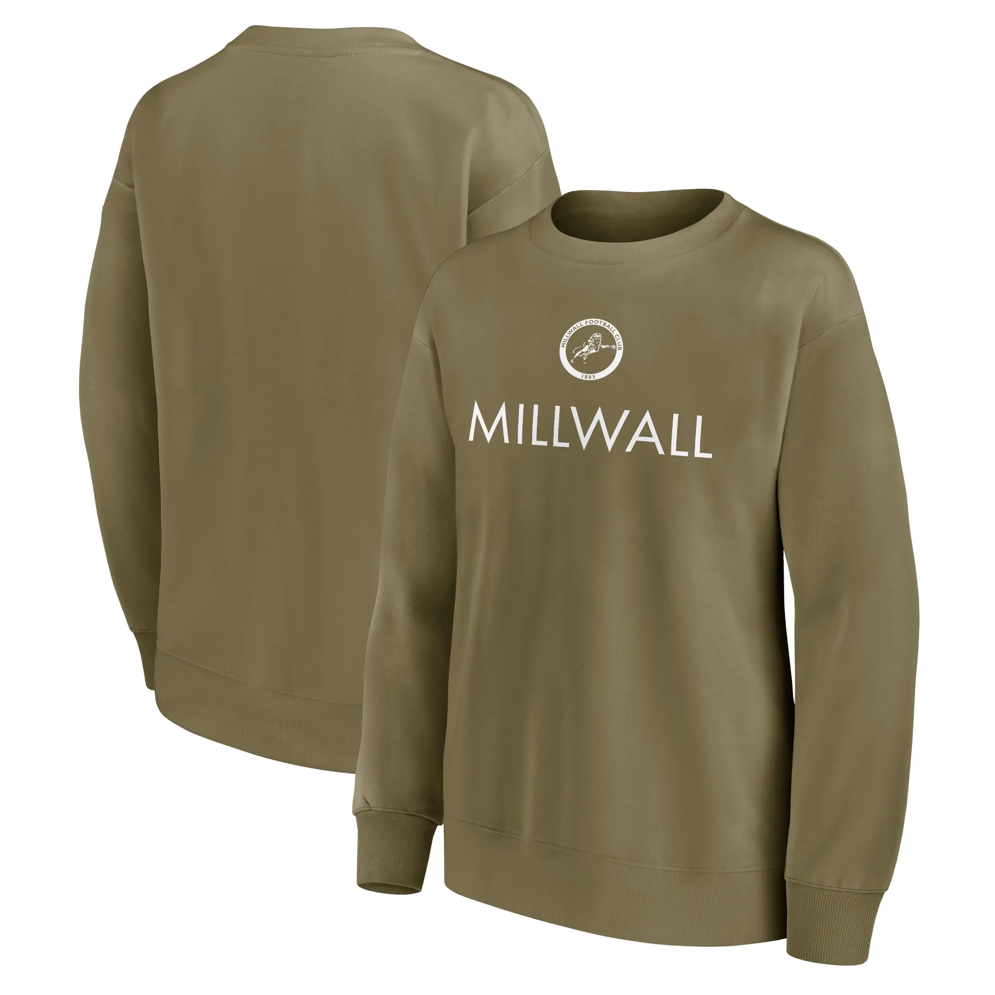Millwall Wordmark Logo Graphic Oversized Crew Sweatshirt - Khaki - Womens