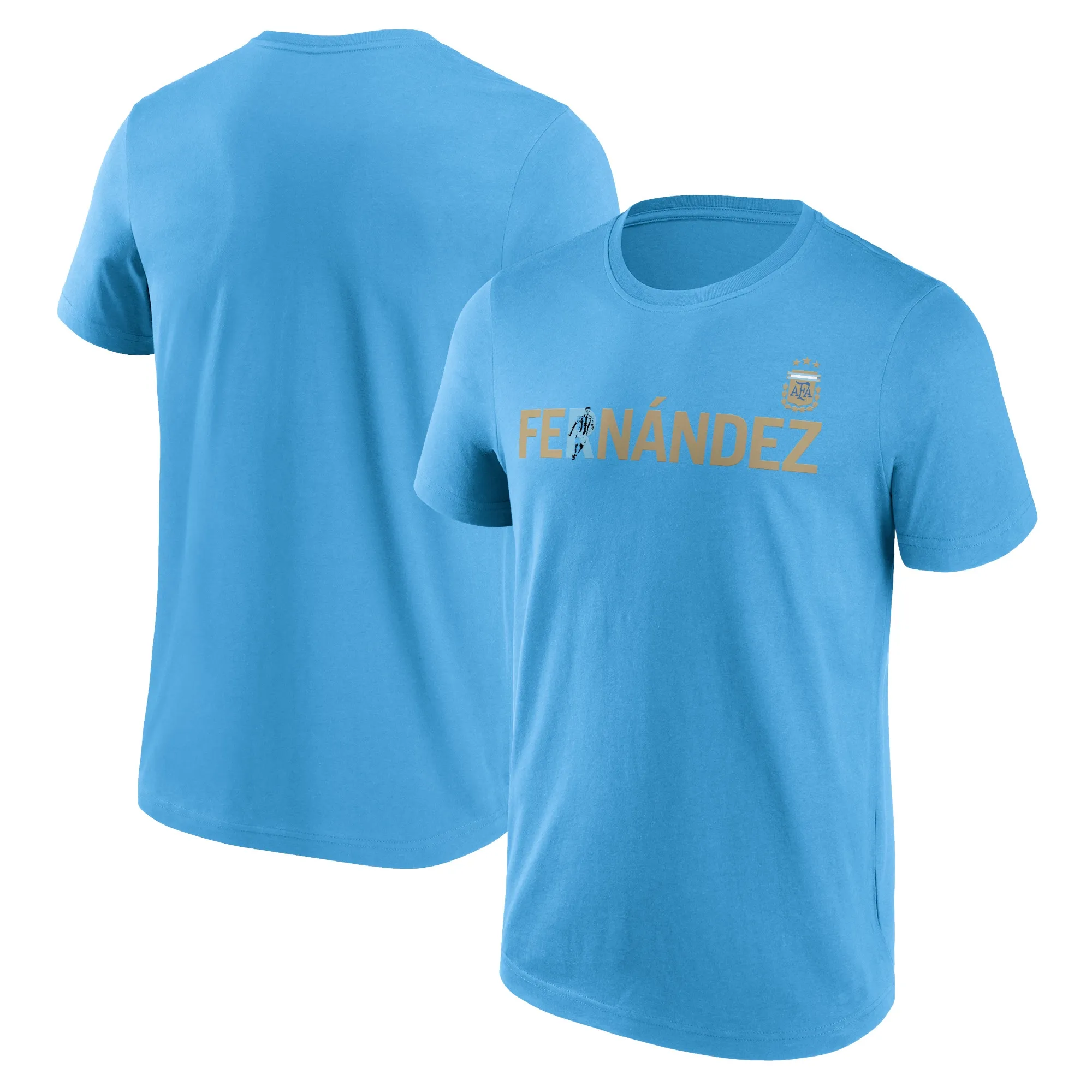 Argentina Enzo Fernández Name and Number Graphic T-Shirt - Sky - Mens