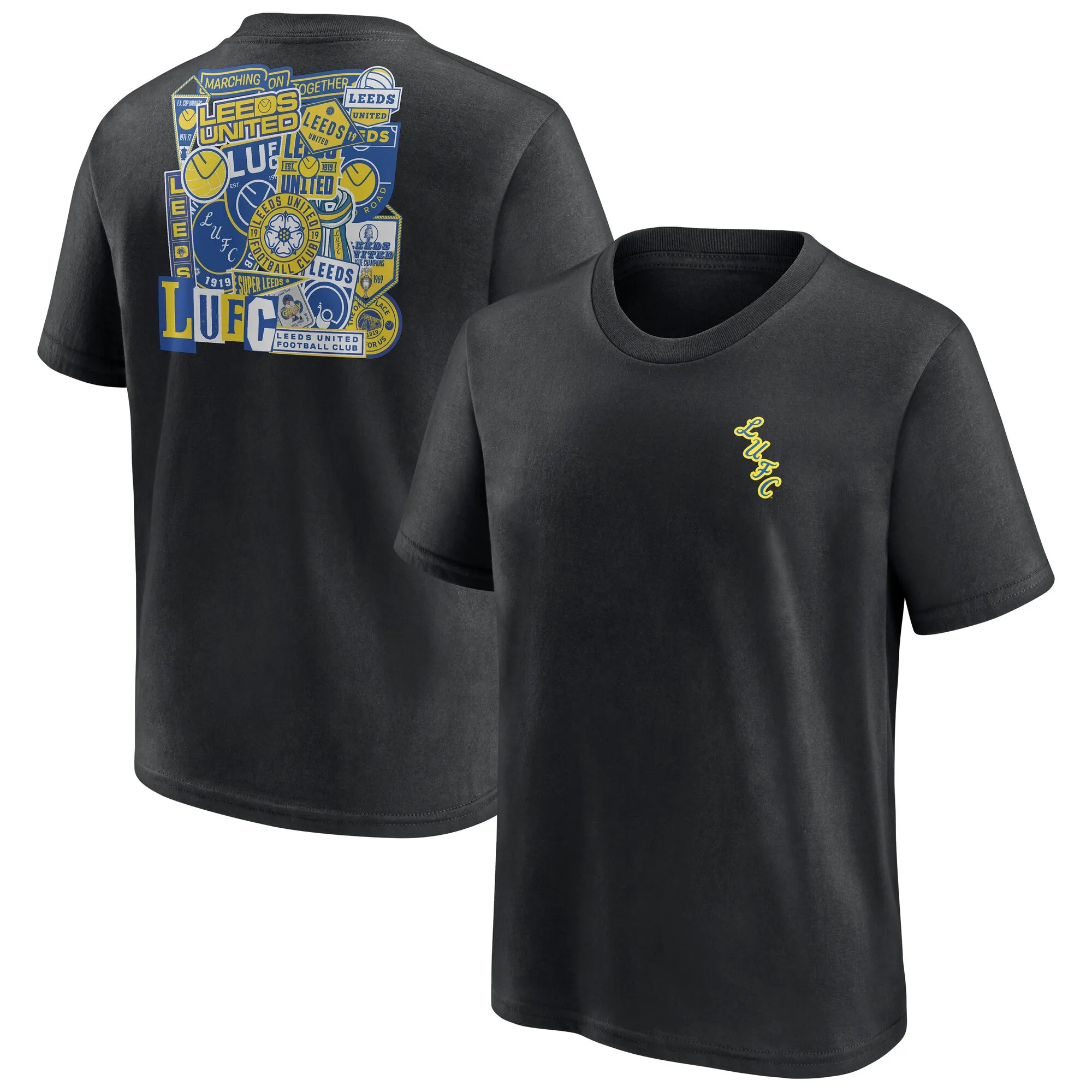 Leeds United Sticker Graphic T-Shirt - Black - Kids