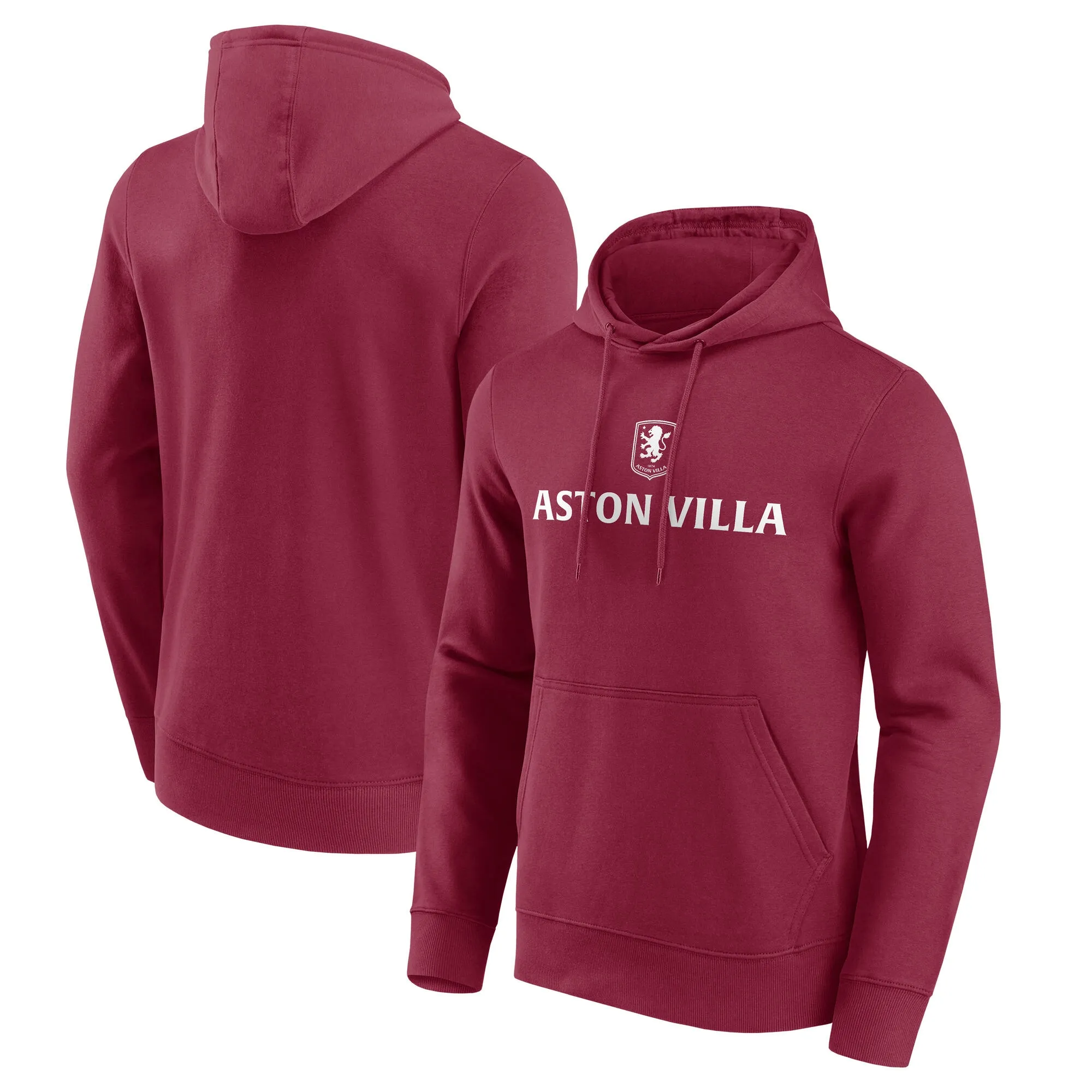Aston Villa Essentials Wordmark Graphic Overhead Hoodie - Claret - Mens