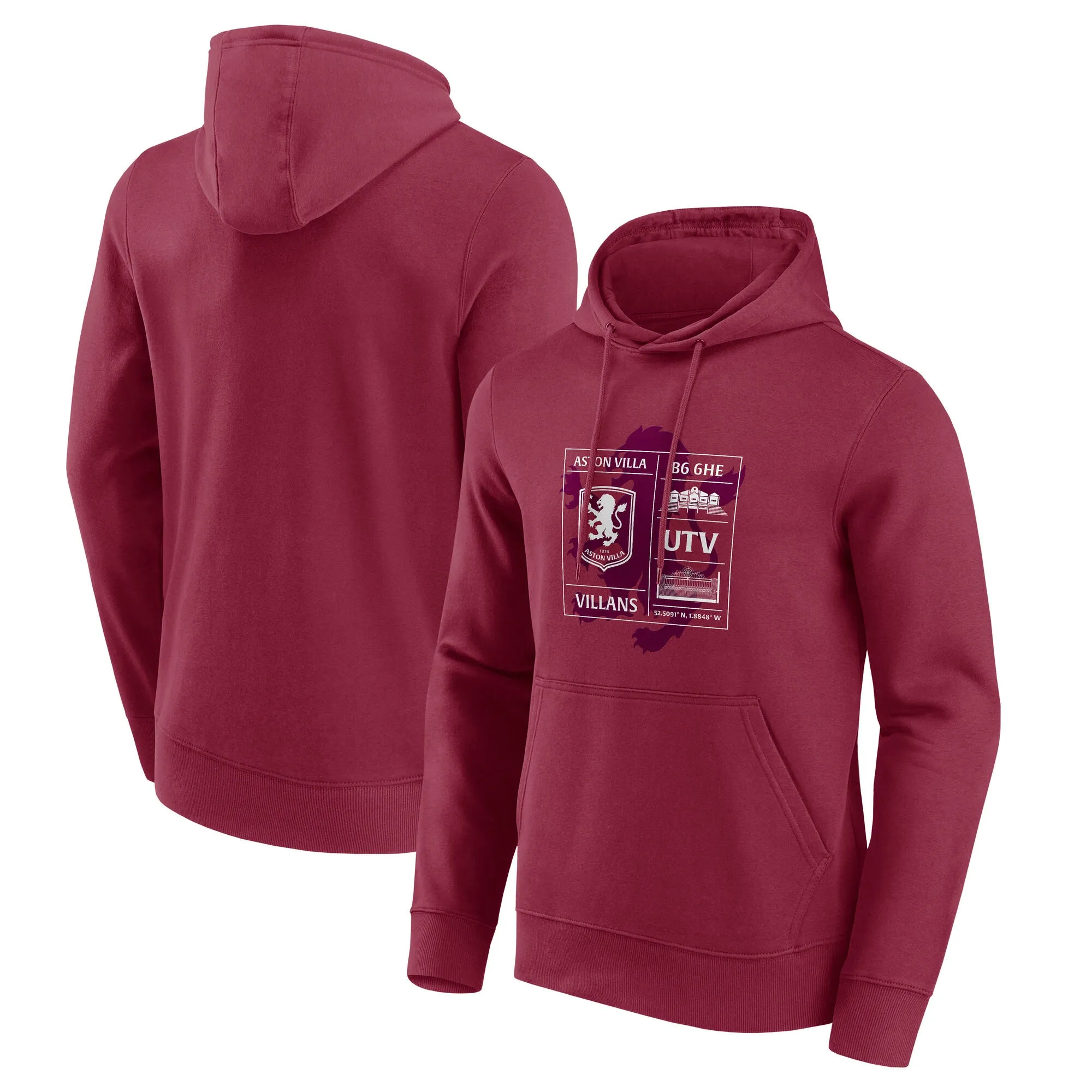 Aston Villa Life Graphic Overhead Hoodie - Claret - Mens