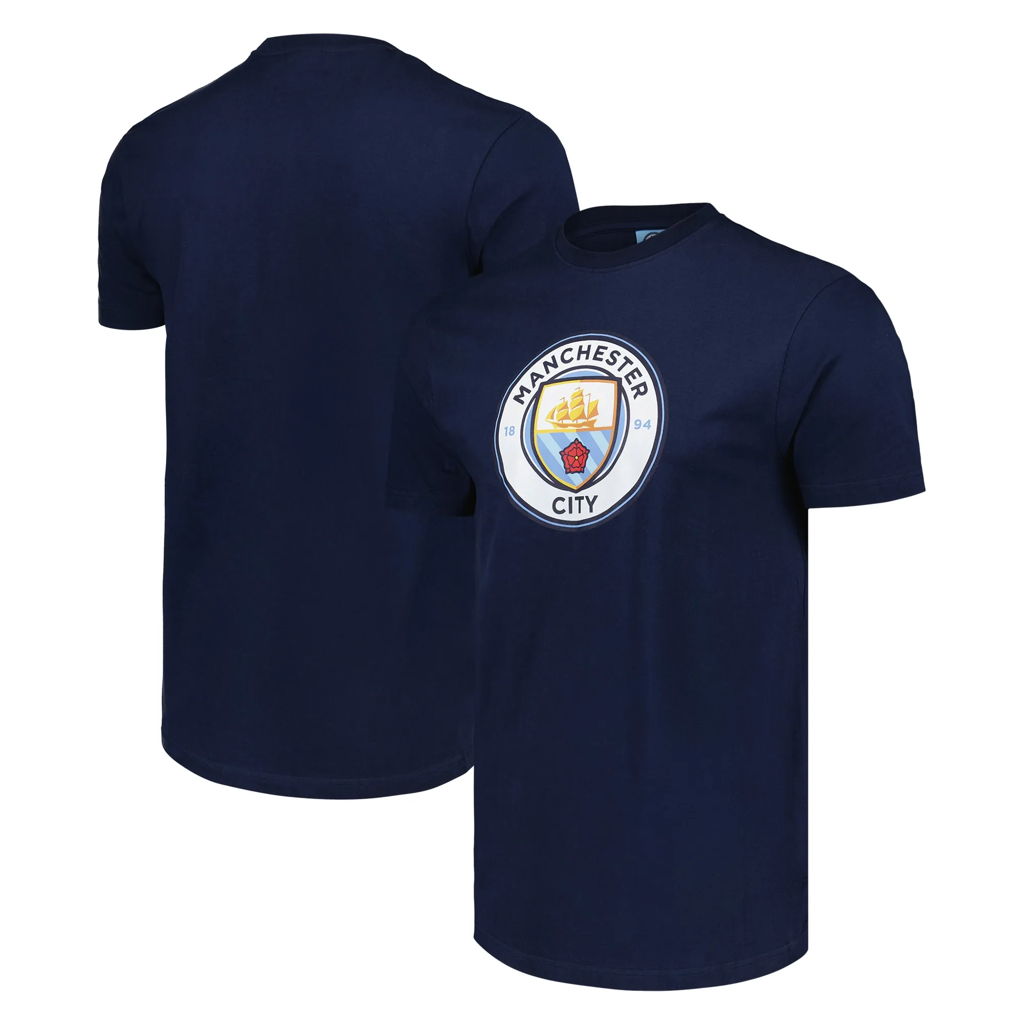 Manchester City Core Large Crest T-Shirt - Navy - Mens