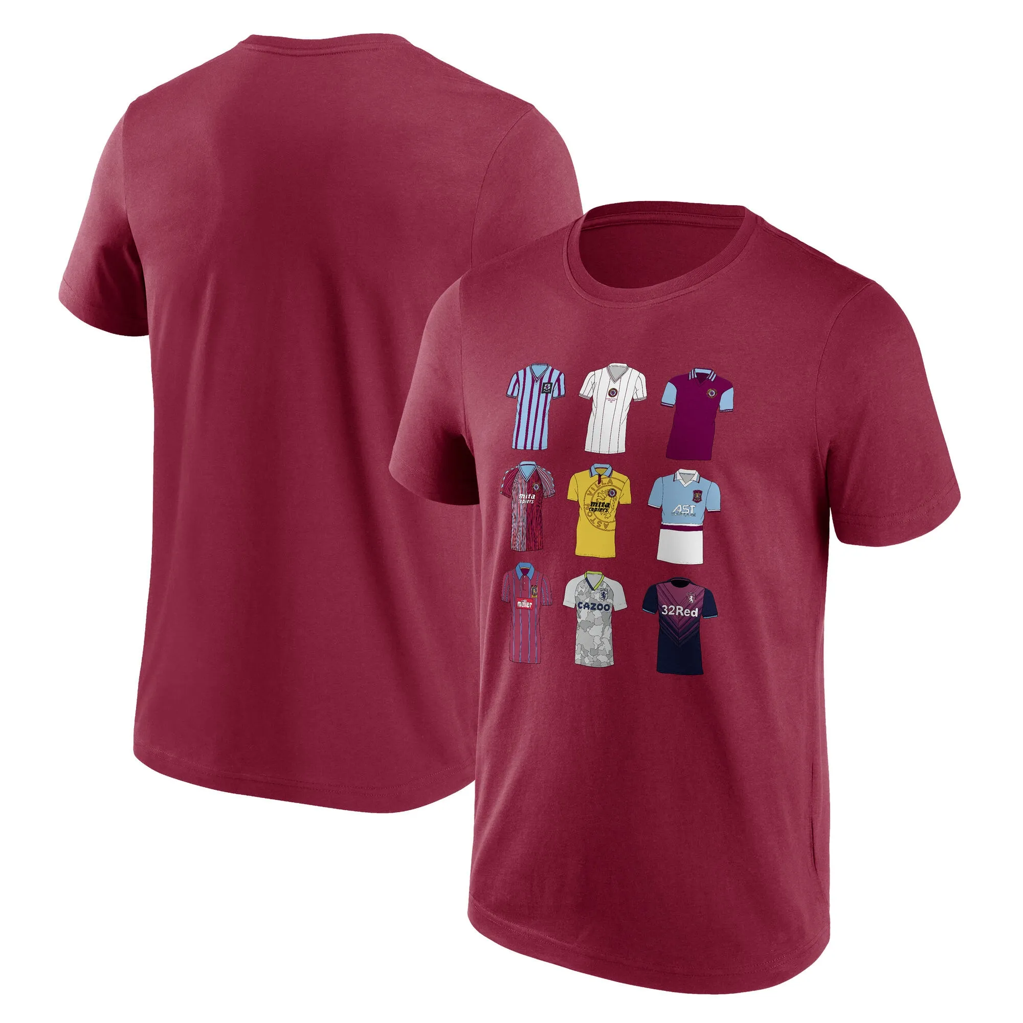 Aston Villa History of Kits Graphic SS T-Shirt - Claret - Mens