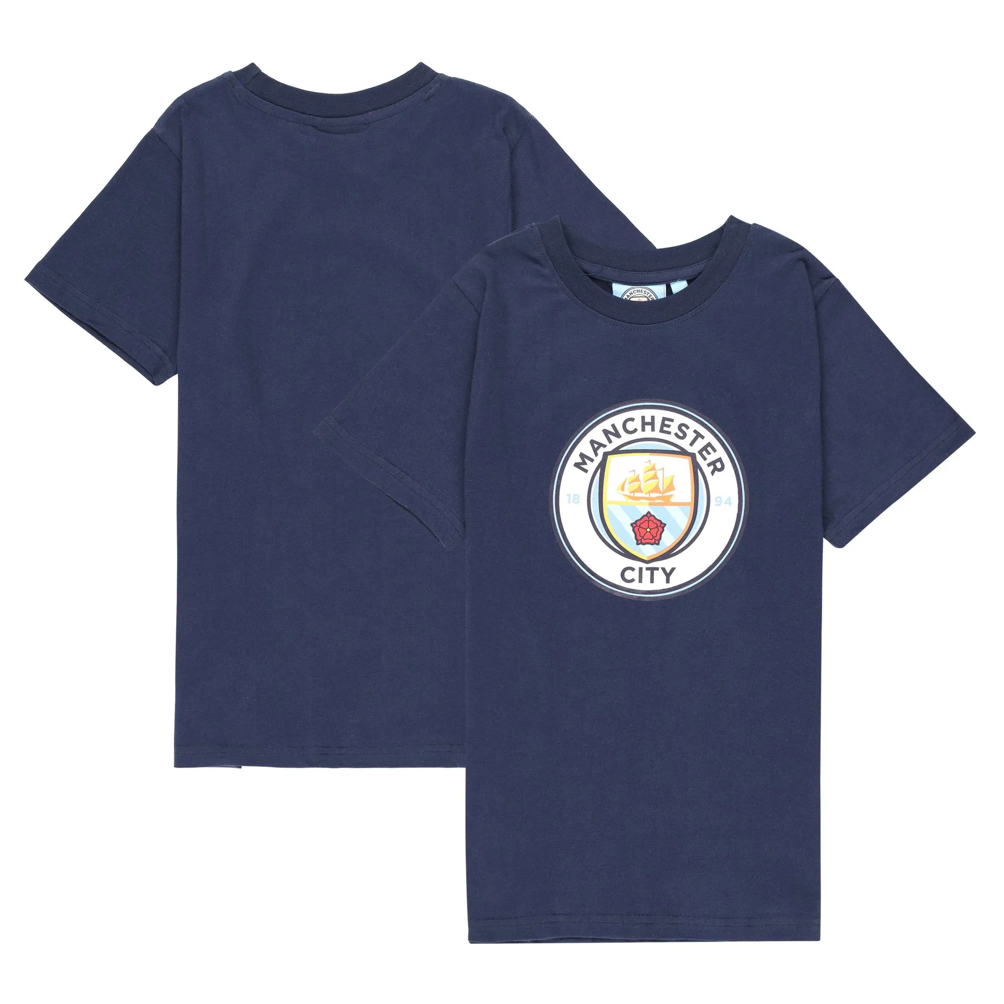 Manchester City Core Large Crest T-Shirt - Navy - Kids