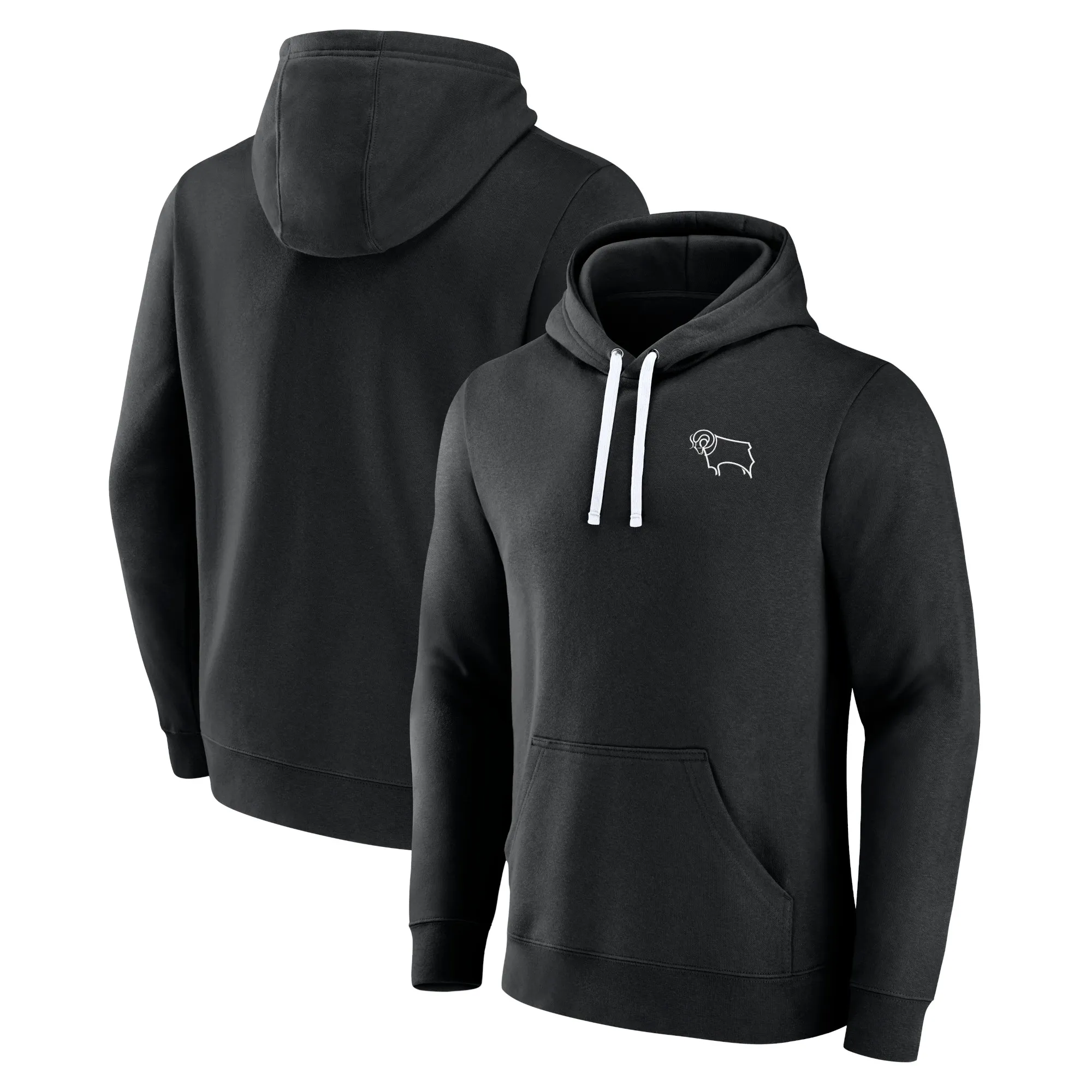 Derby County Essentials Small Crest Hoodie - Black - Mens
