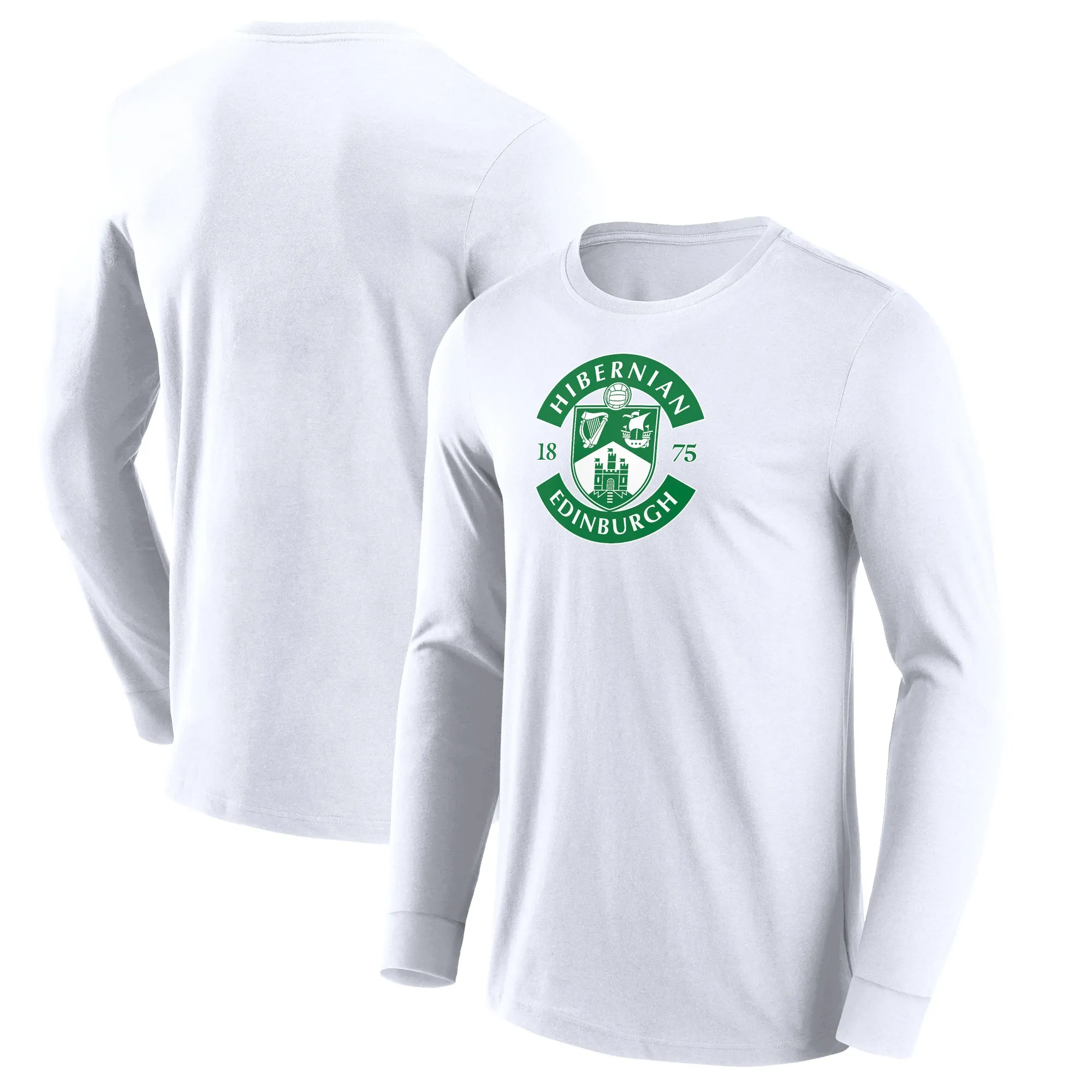 Hibernian Primary Logo Graphic Long Sleeve T-Shirt - White - Mens