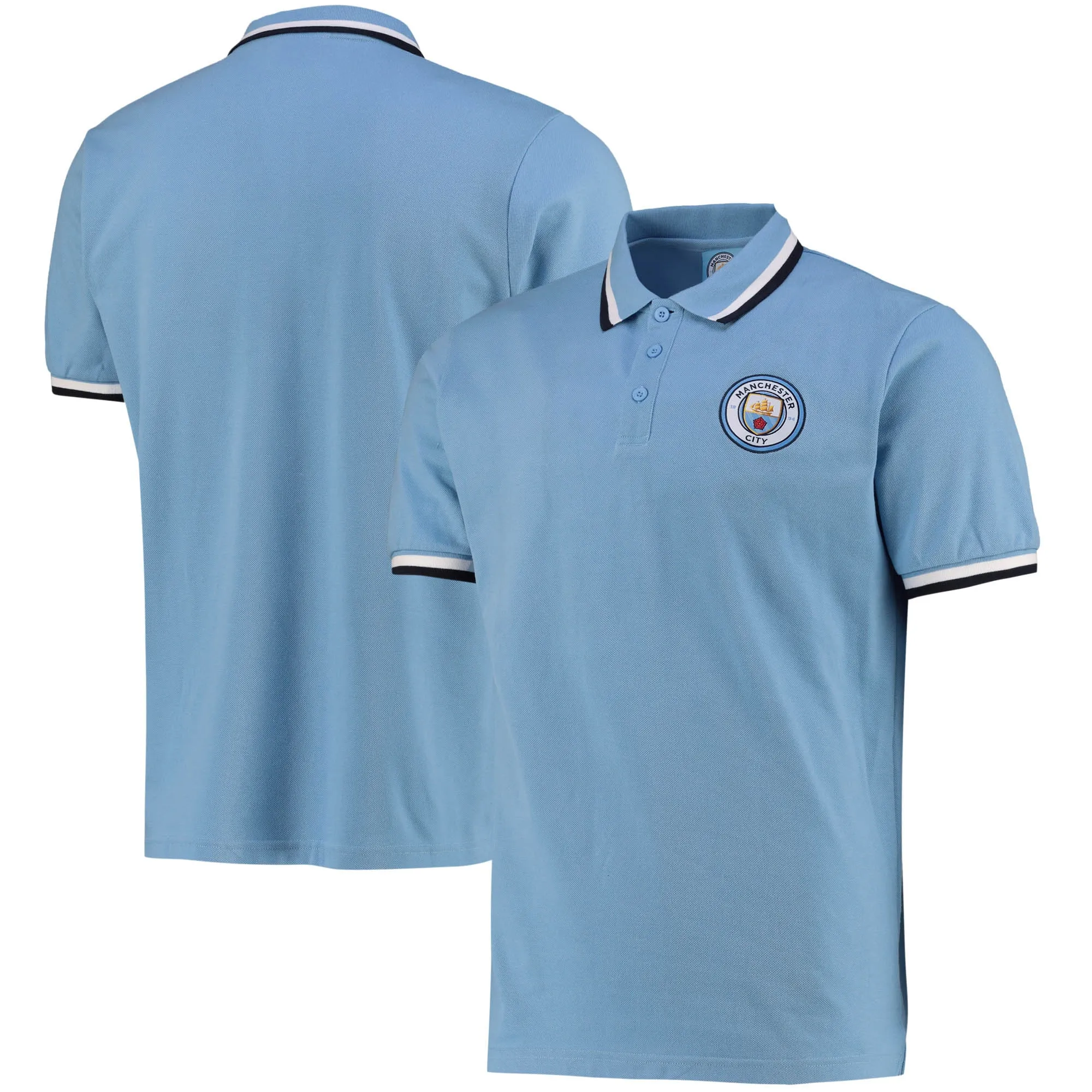 Manchester City Tipped Polo Shirt - Sky - Mens