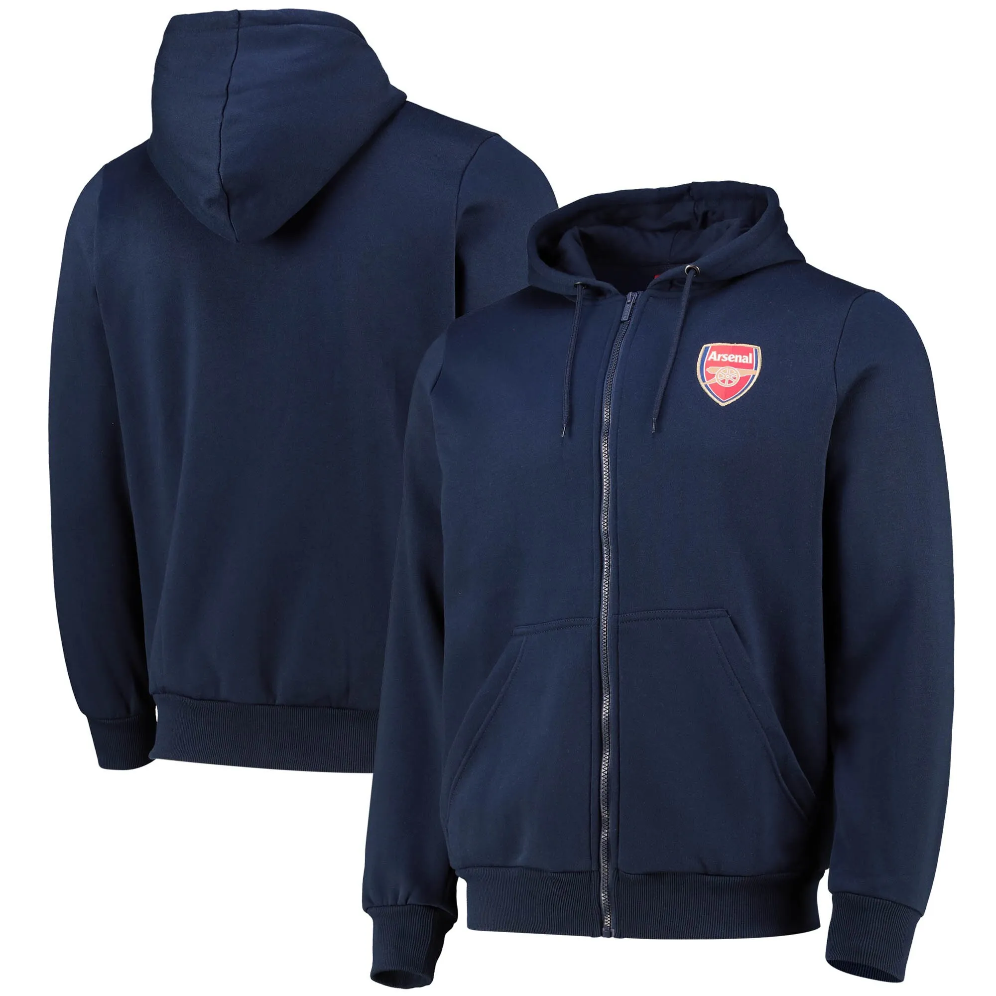 Arsenal Full Zip Hoodie - Navy - Mens