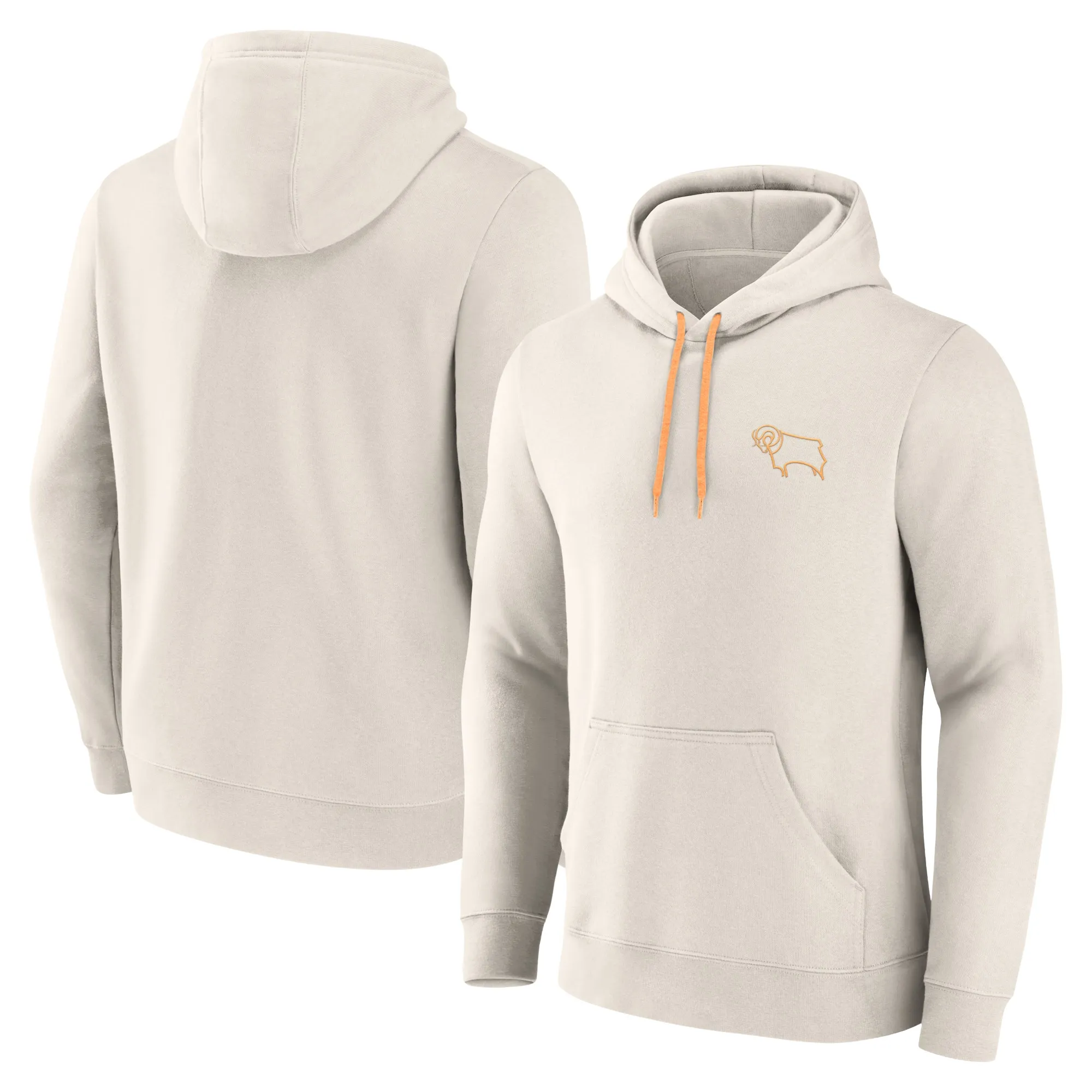 Derby County Essentials Small Crest Hoodie - Off White - Mens