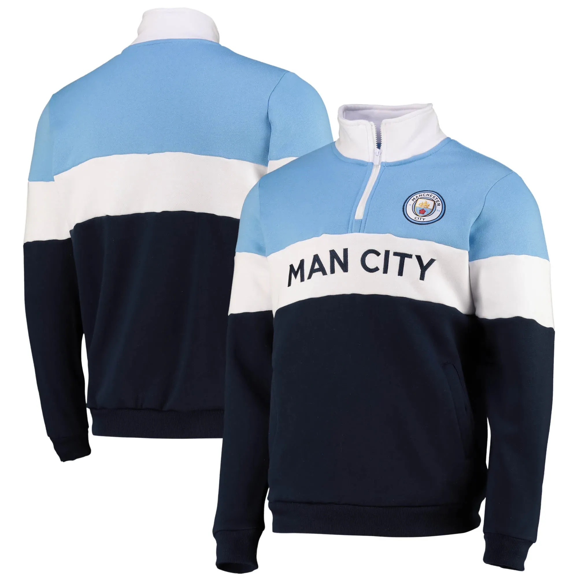 Manchester City Quarter Zip Top - Sky/Navy - Mens